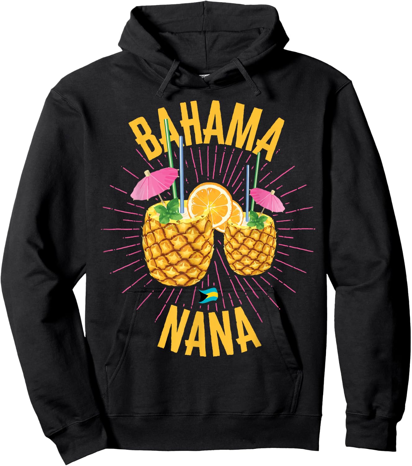 Bahamas Family Nana Cruise Vacation Beach Bahamian Flag Women Kids Hoodie - Hoodie | Black