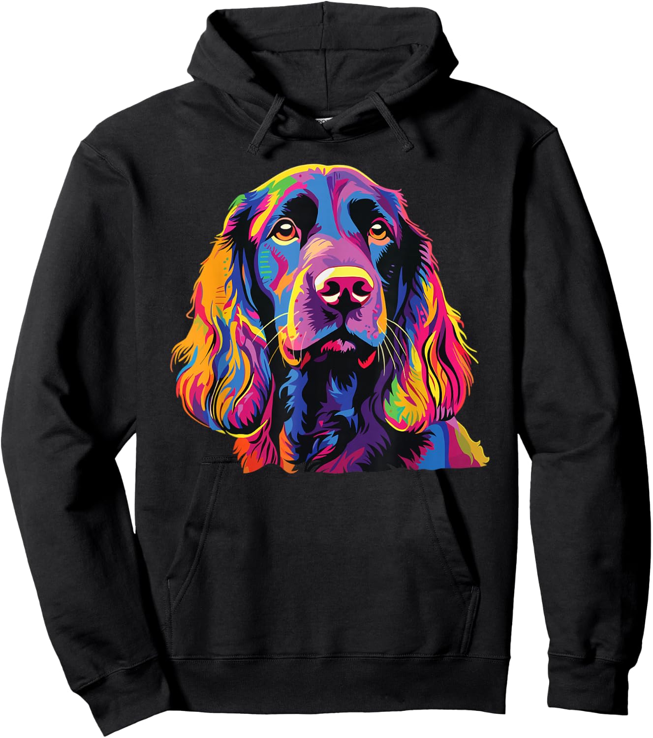 Watercolor Colorful Field Spaniel Dog Hoodie - Hoodie | Black