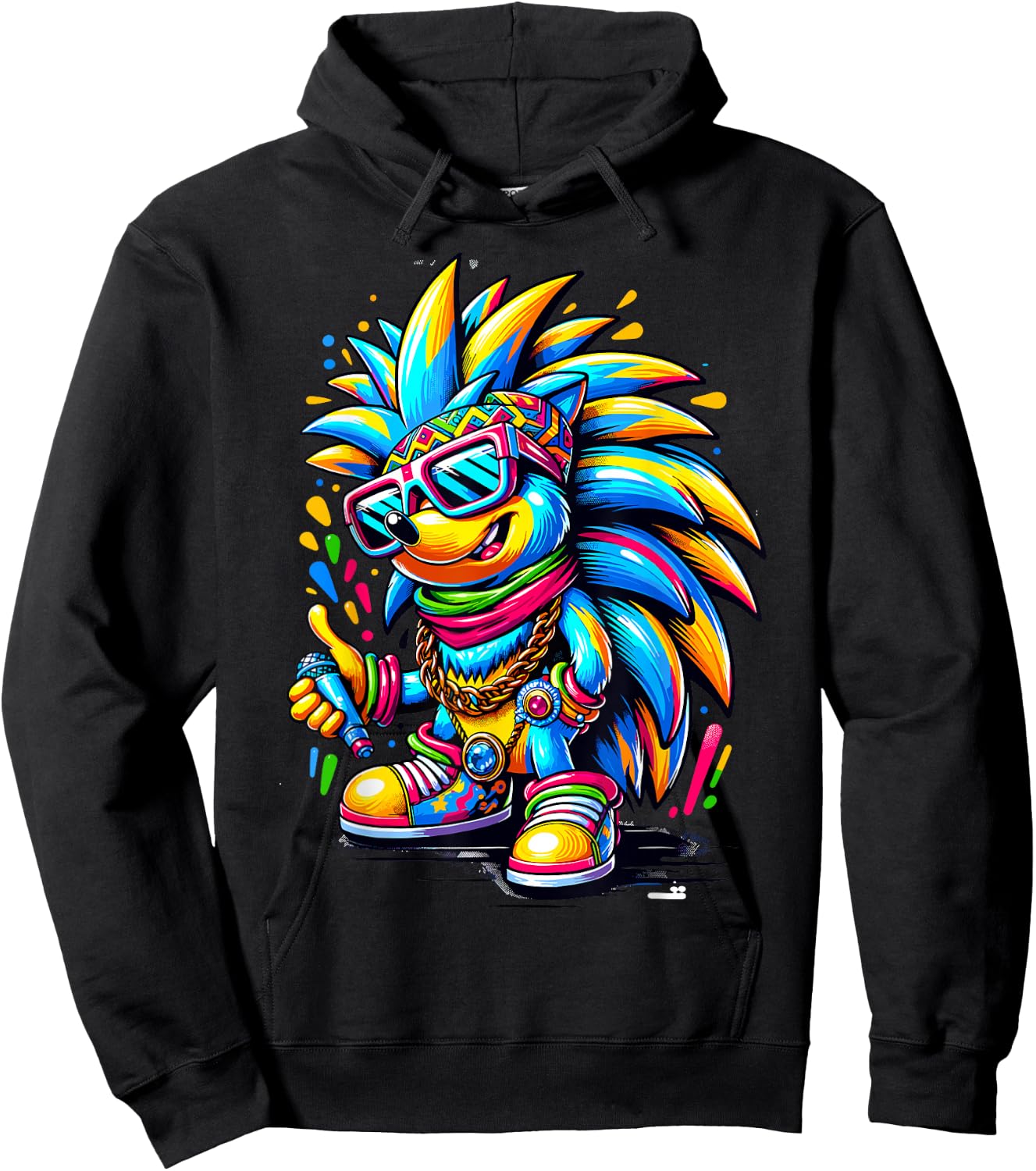 Urban Graffiti Hedgehog Lover Shirt Street Art Hedgehog Hoodie - Hoodie | Black