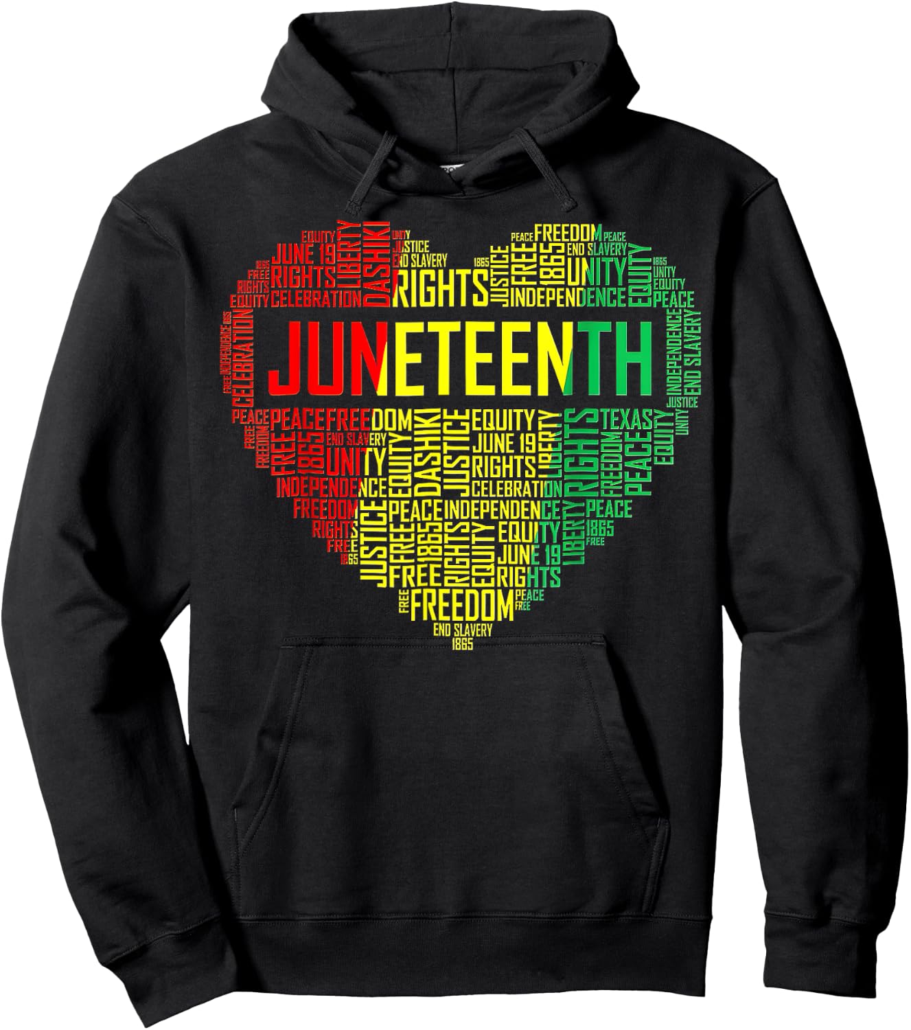 Juneteenth Heart Black Pride Freedom Day 1865 June 19th Hoodie - Hoodie | Black