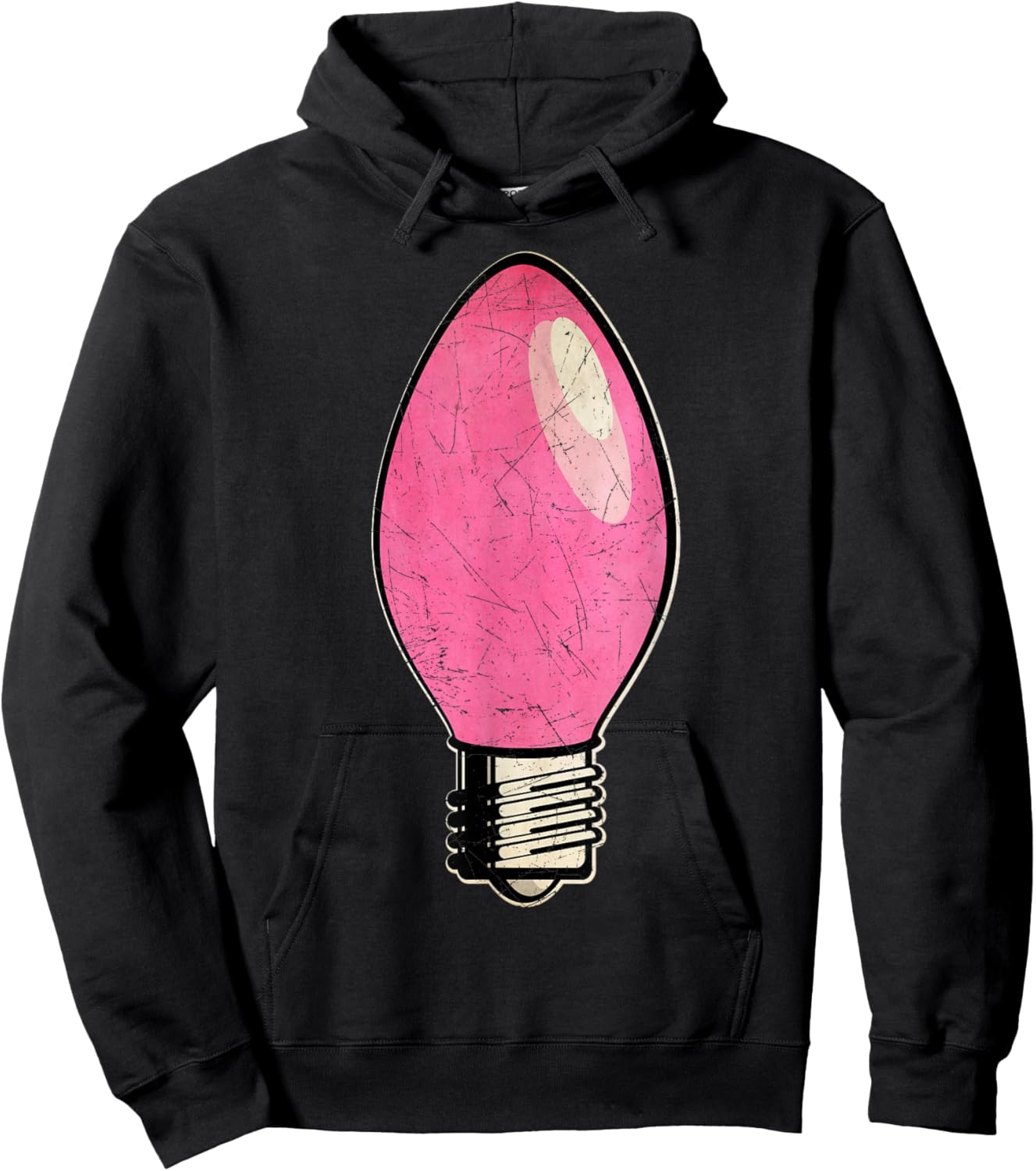 Vintage Pink Christmas Tree Light Bulb Hoodie - Hoodie | Black