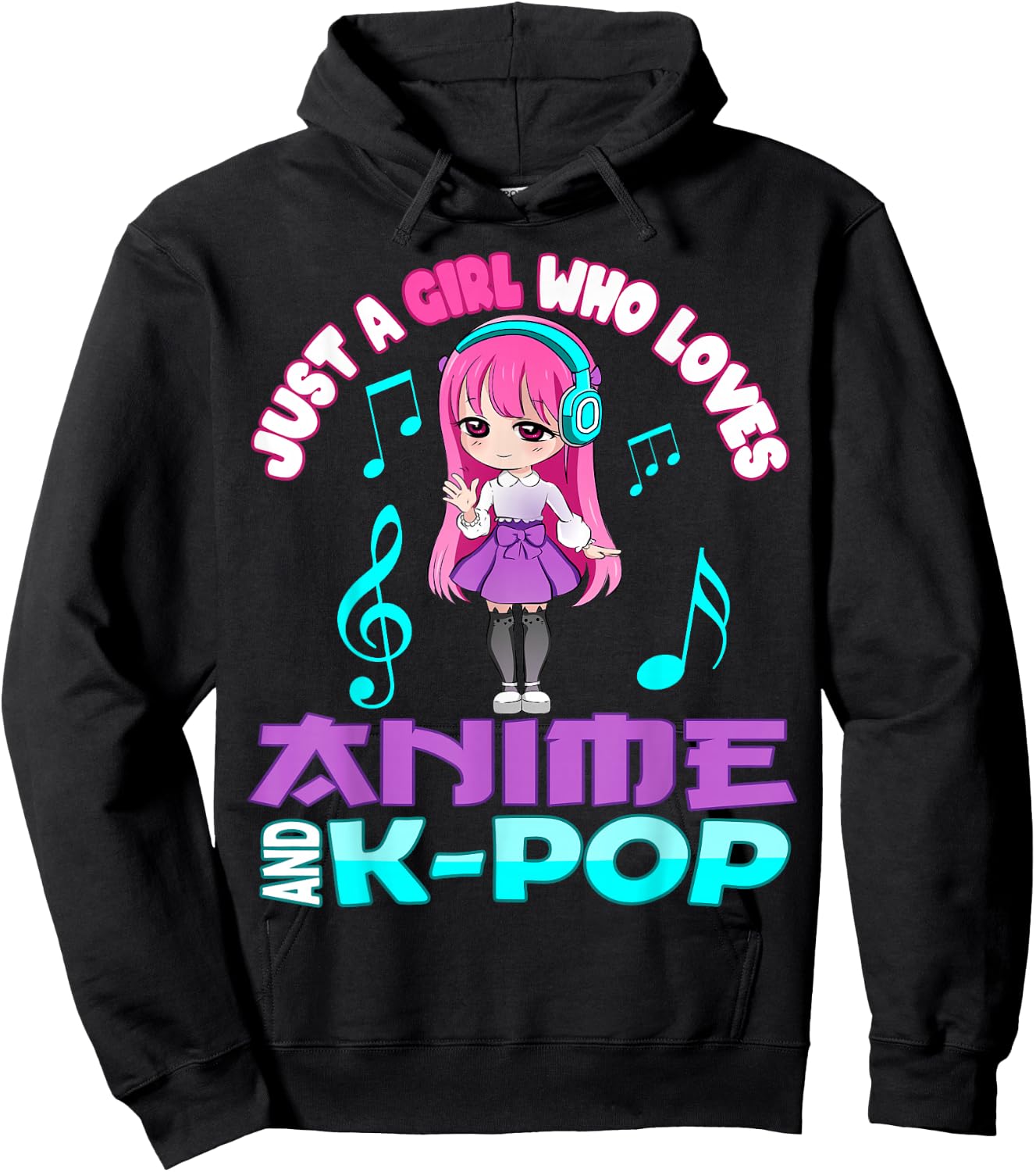 Just a Girl who loves Anime and K-pop Chibi Merch KPOP Otaku Hoodie - Hoodie | Black