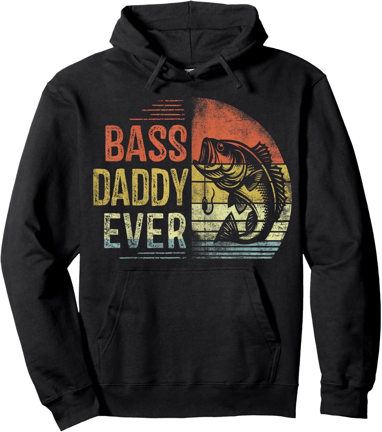 Bass Daddy Ever Fishing Gifts Daddy Birthday Vintage Hoodie - Hoodie | Black