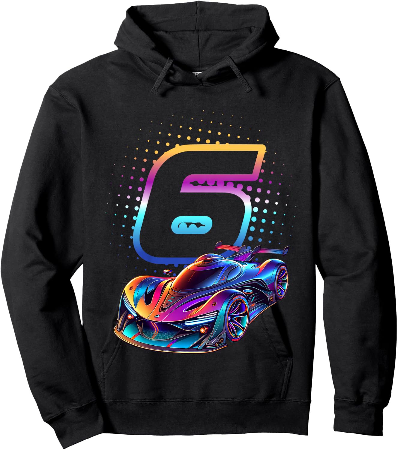 Kids 6 Years Old Racing Car 6th Birthday Futuristic Racing Car , black Hoodie - Hoodie | Black