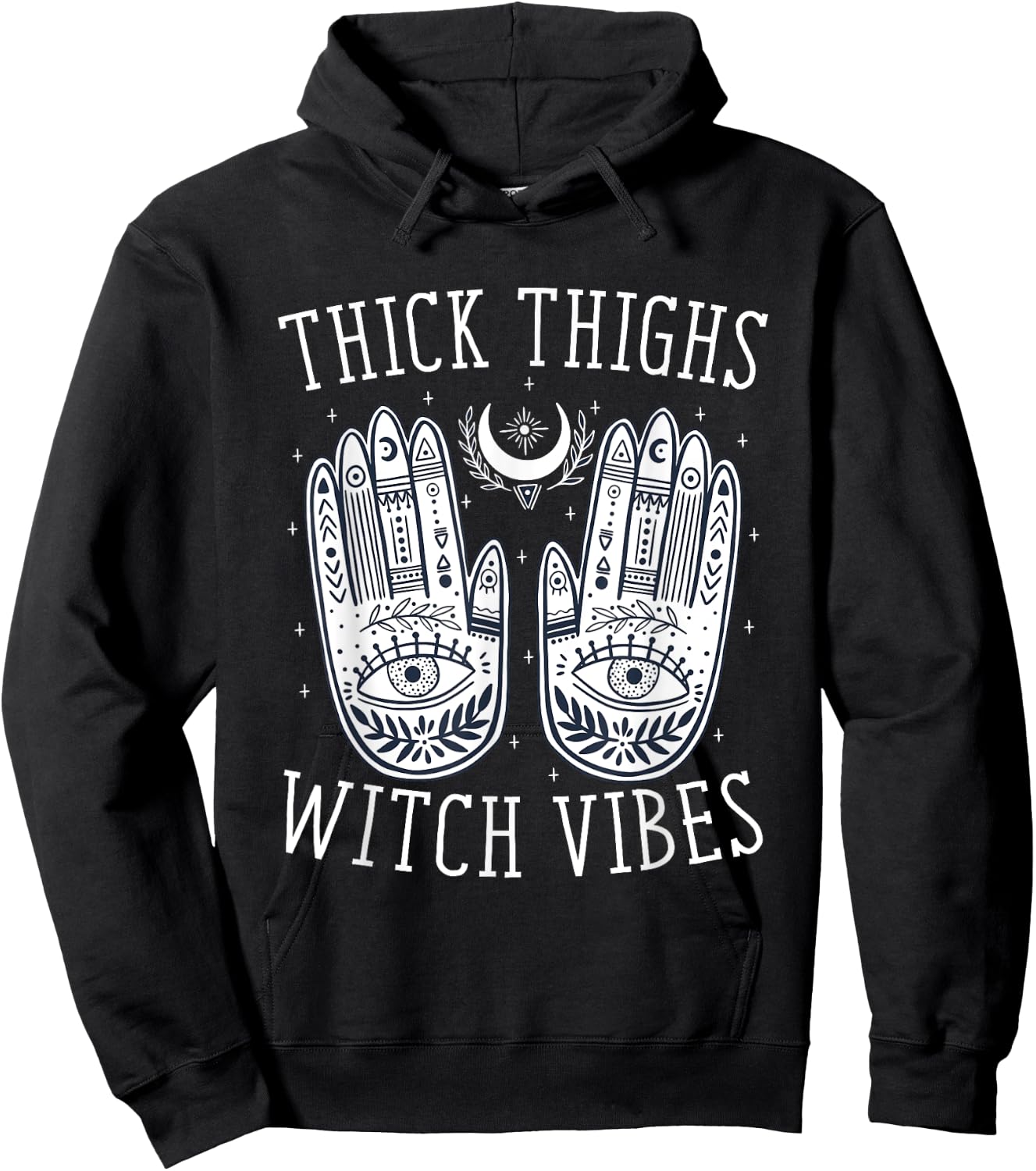 Thick Thighs Witch Vibes Halloween Hoodie - Hoodie | Black