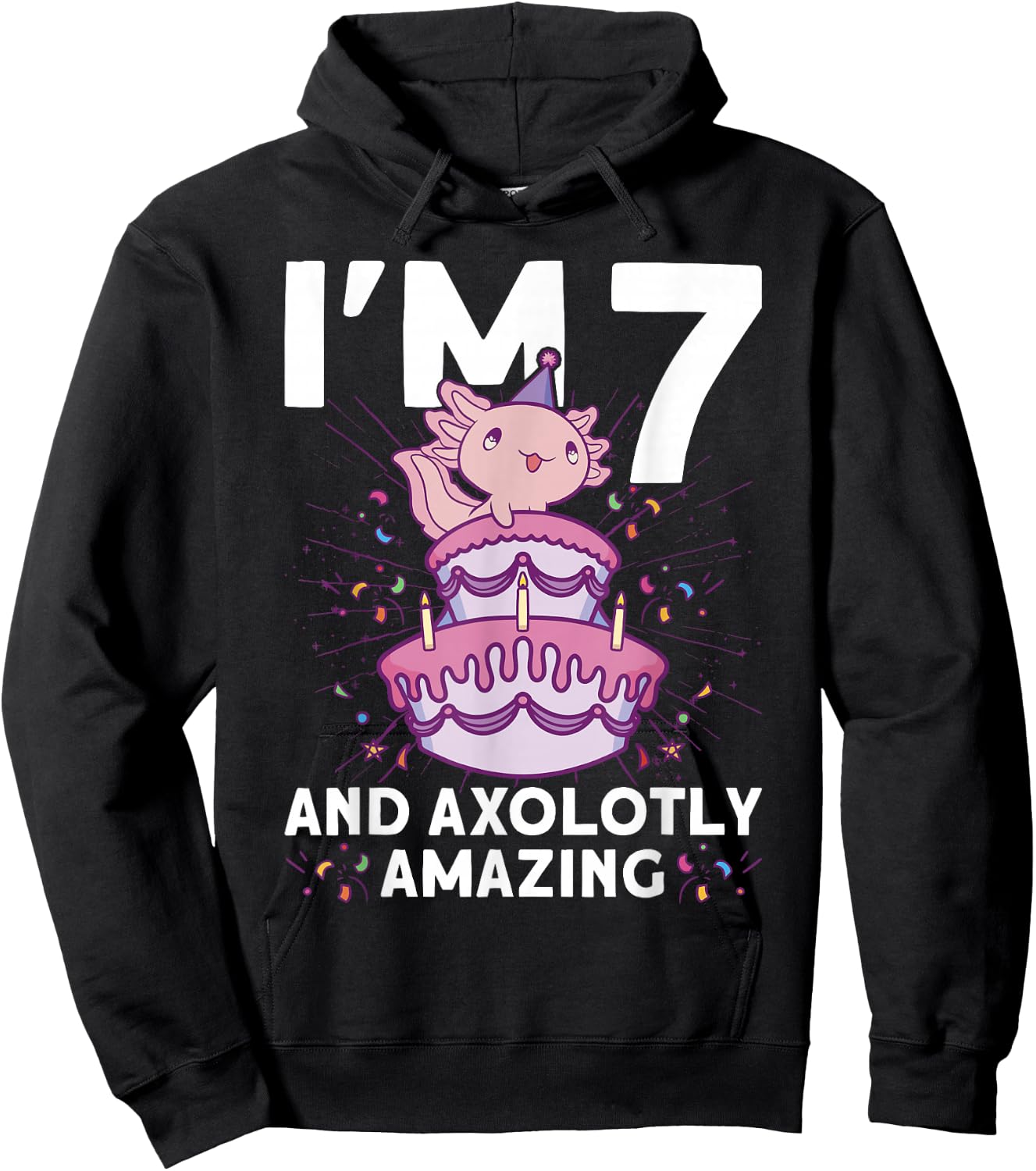 I'm 7 bday Axolotl party cute 7th Birthday Kids Axolotl Hoodie - Hoodie | Black