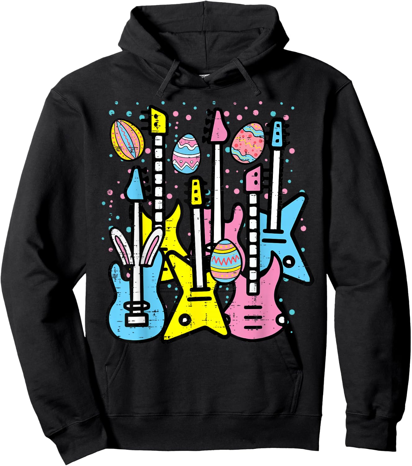 Easter Rocker Guitars Rock Music Men Boys Kids Teens Youth Hoodie - Hoodie | Black