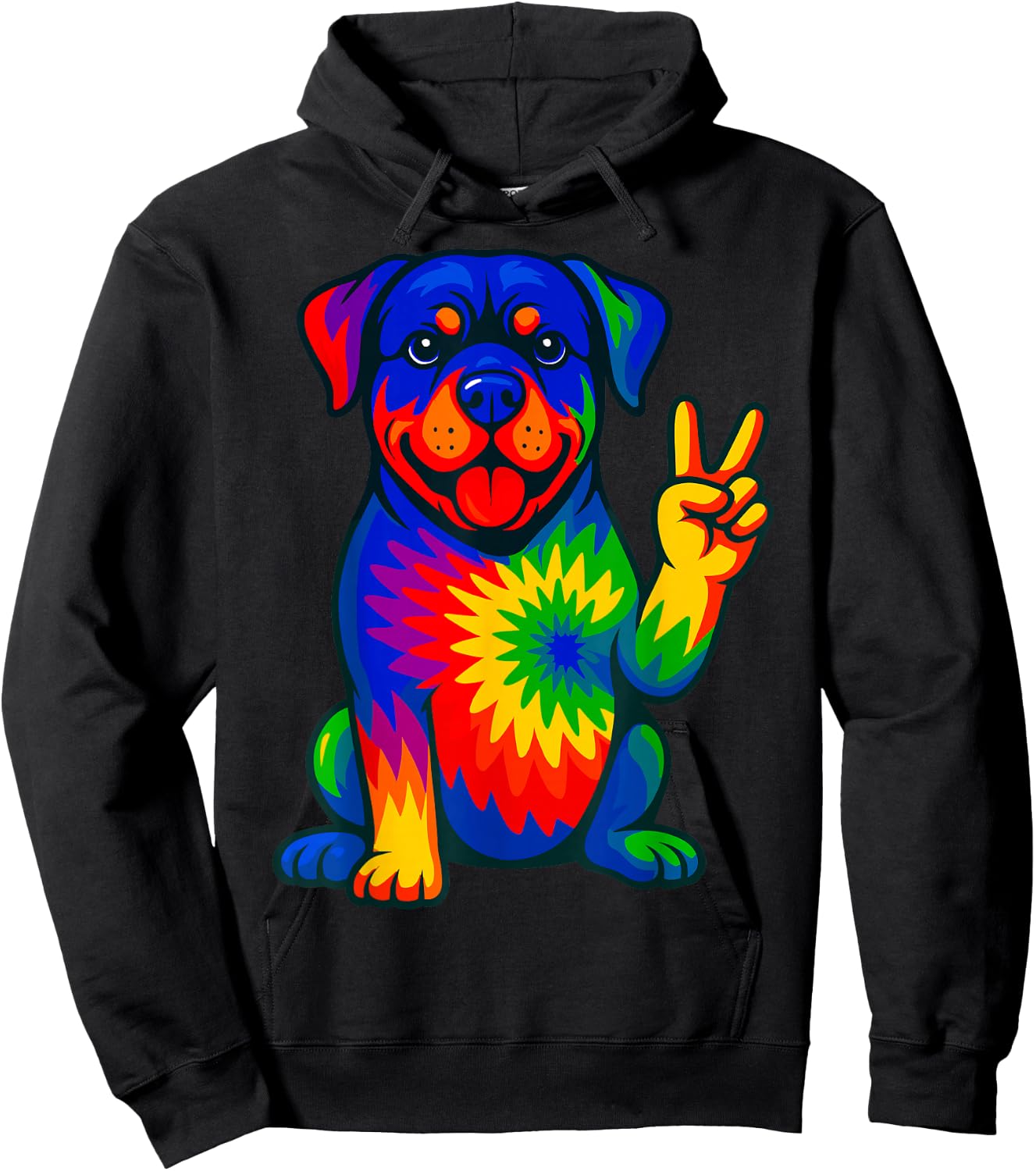 Tie-Dye Rottweiler Hippie Hoodie - Hoodie | Black