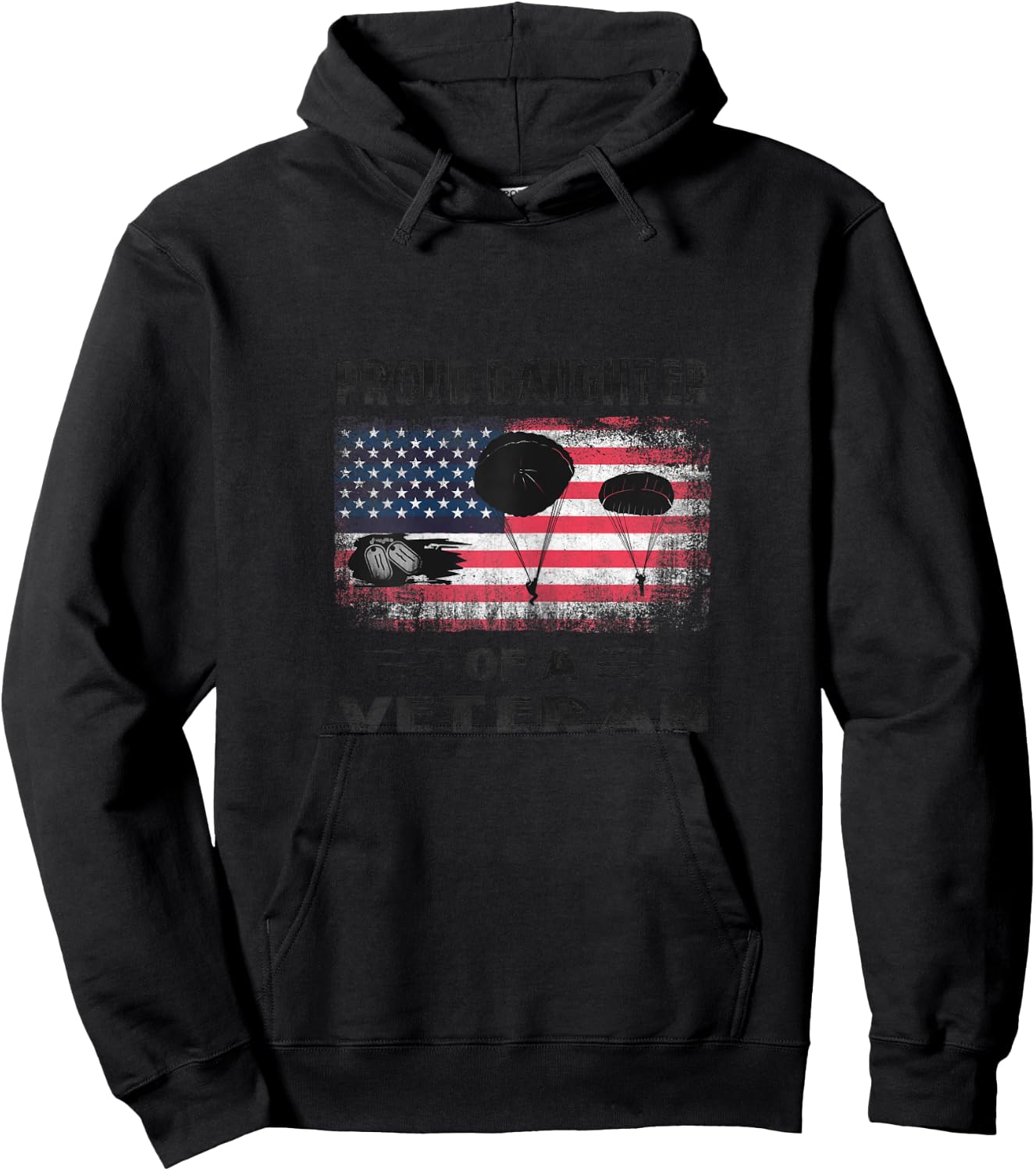 Airborne Infantry Paratrooper Proud Daughter of a Veteran Hoodie - Hoodie | Black