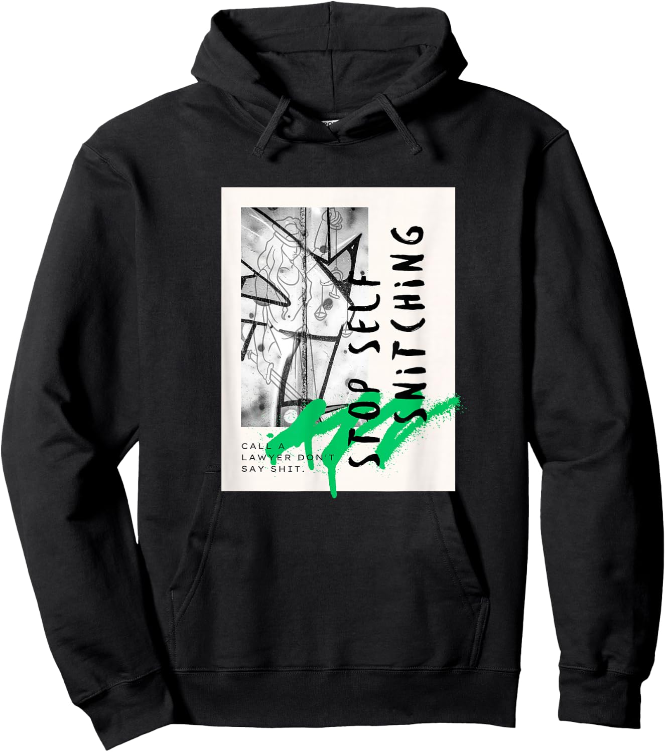 Stop Self Snitching Modern Art Remain Silent Know YourRights Hoodie - Hoodie | Black