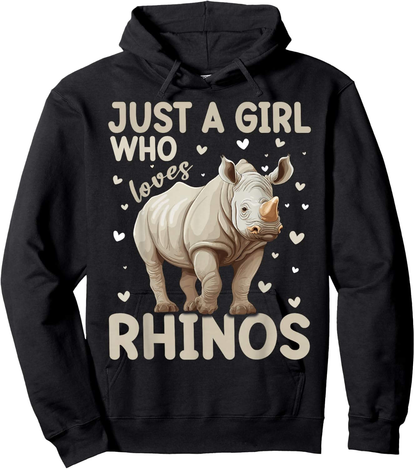 Just A Girl Who Loves Rhinos Women and Girls Hoodie - Hoodie | Black