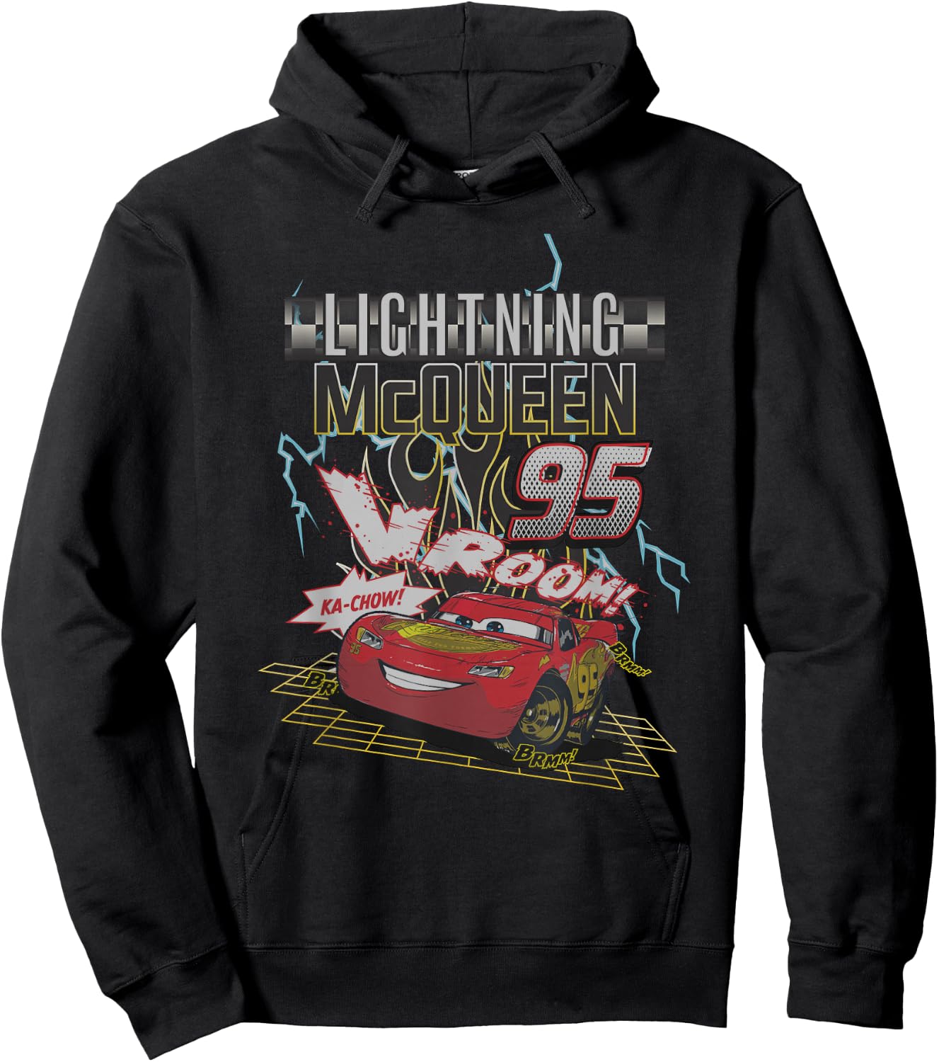 Disney Pixar Cars 2 Lighting Mc Queen 95 Distressed Portrait Hoodie - Hoodie | Black