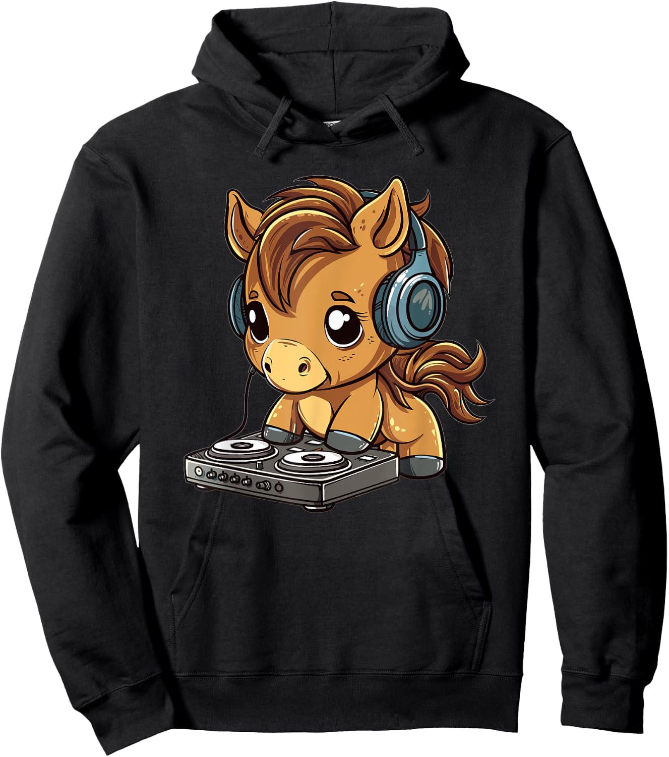 Cute Horse DJ Hoodie - Hoodie | Black