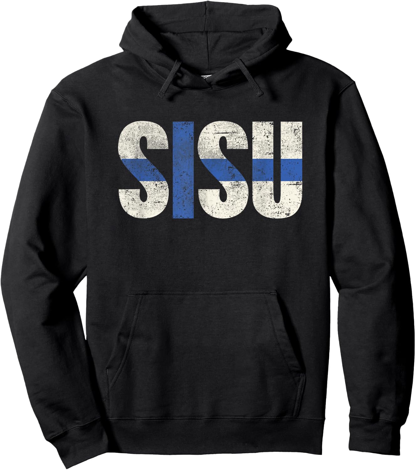 Sisu Finnish flag vintage distressed T Shirt Finland Suomi Hoodie - Hoodie | Black