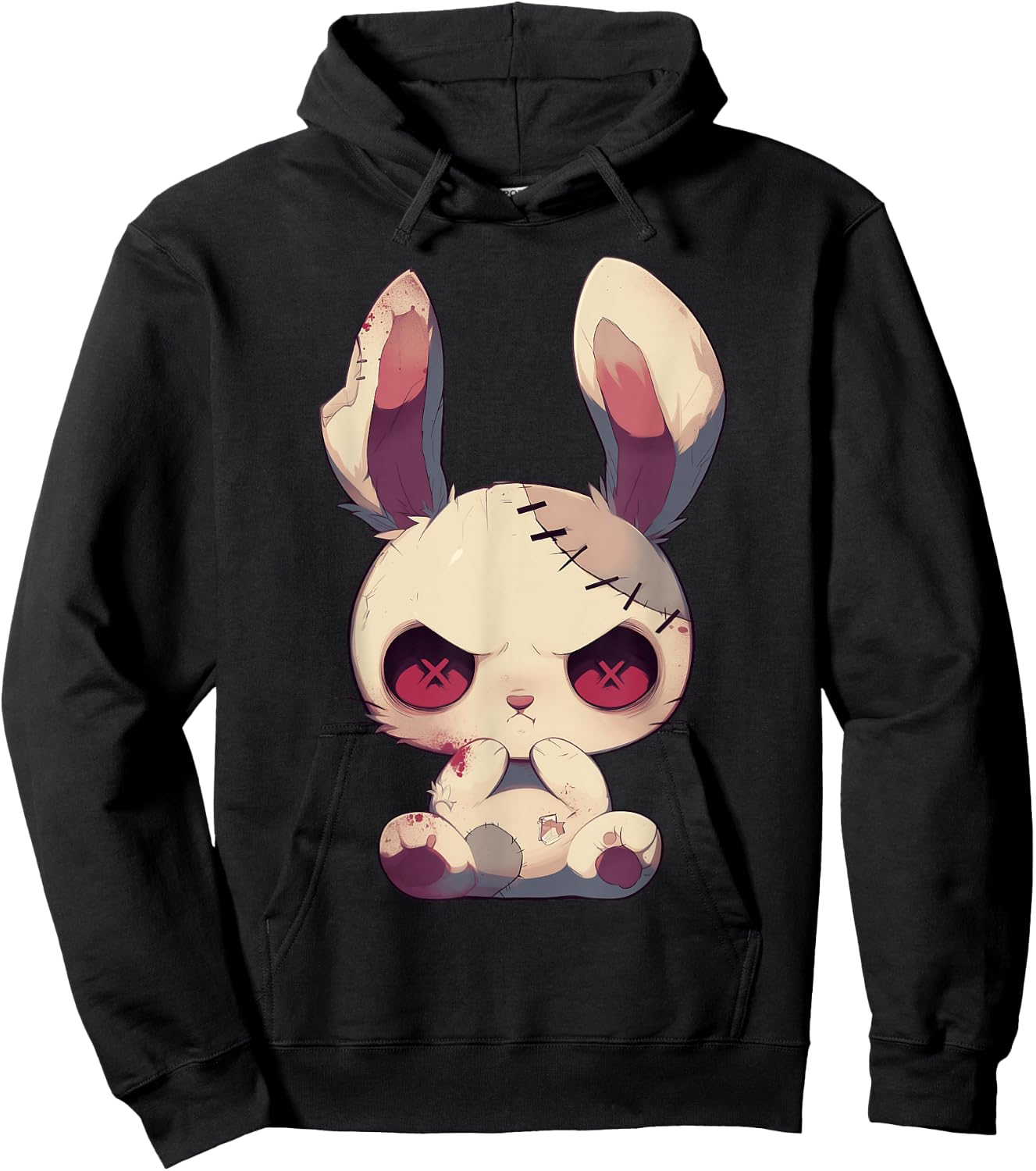 Cute Goth Bunny Doll Gothic Outfit Cute E-Girl Grunge Hoodie - Hoodie | Black
