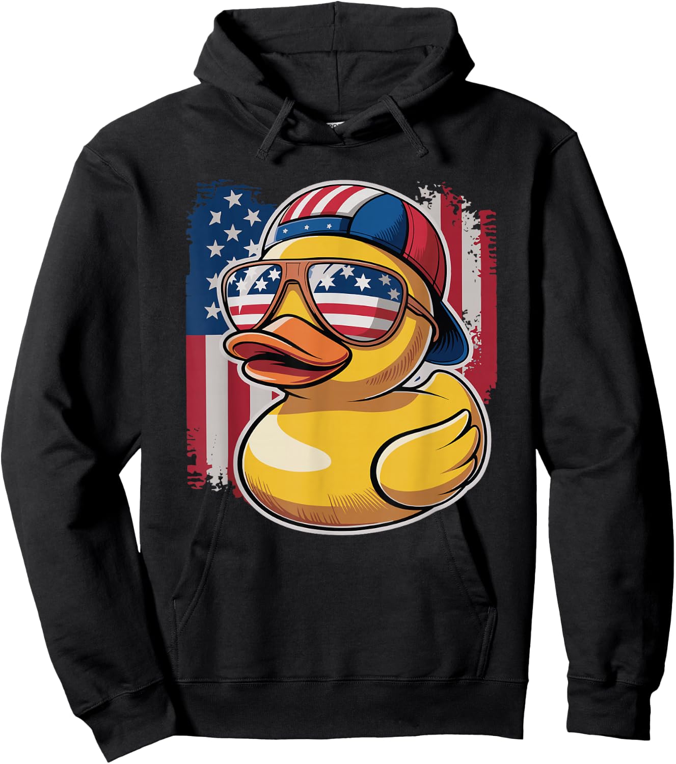 Patriotic Duck USA Flag Duck 4th of July For Toddler Boys Hoodie - Hoodie | Black