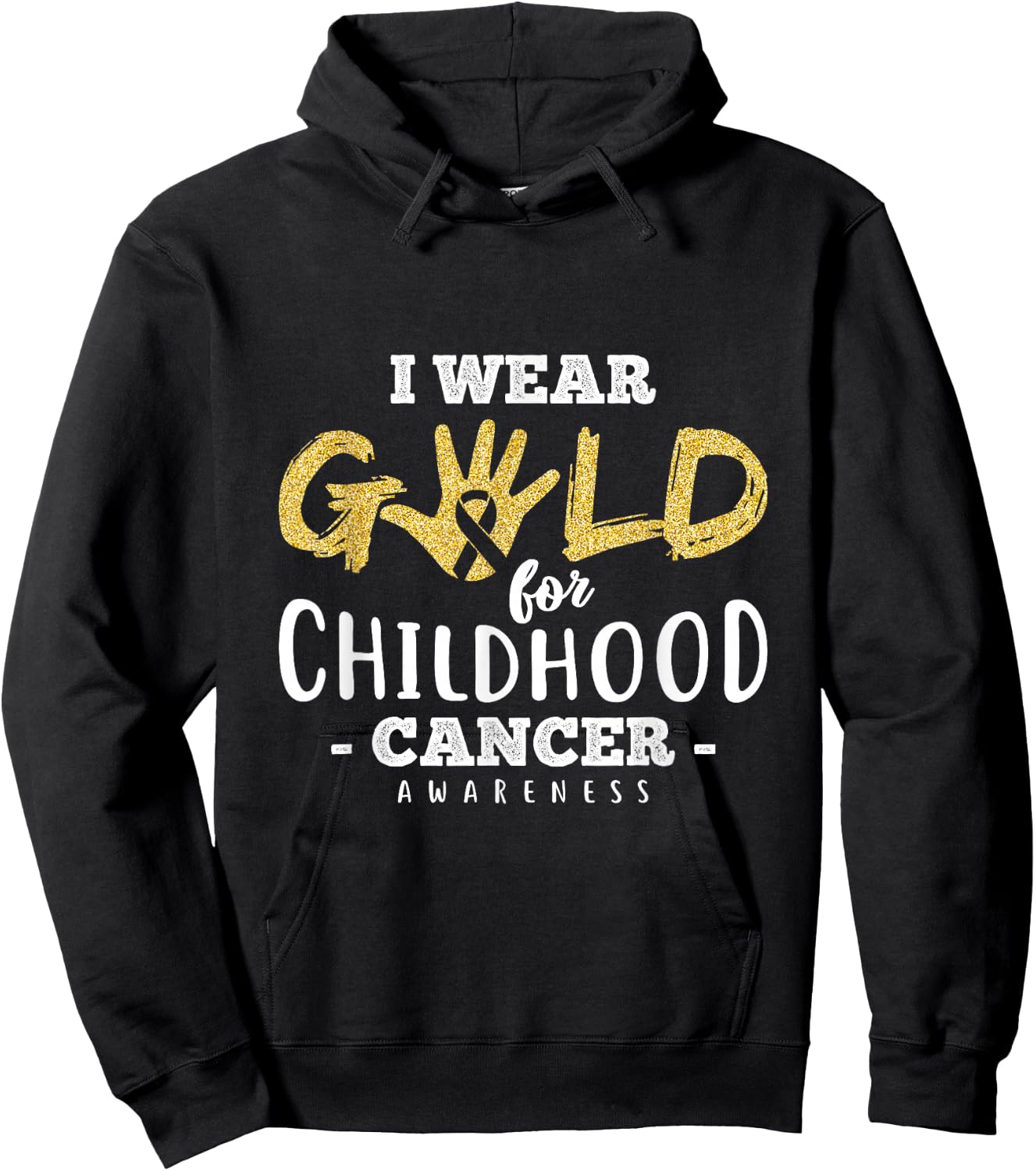 Childhood Cancer Survivor I Wear Gold Awareness Gift Ribbon Hoodie - Hoodie | Black