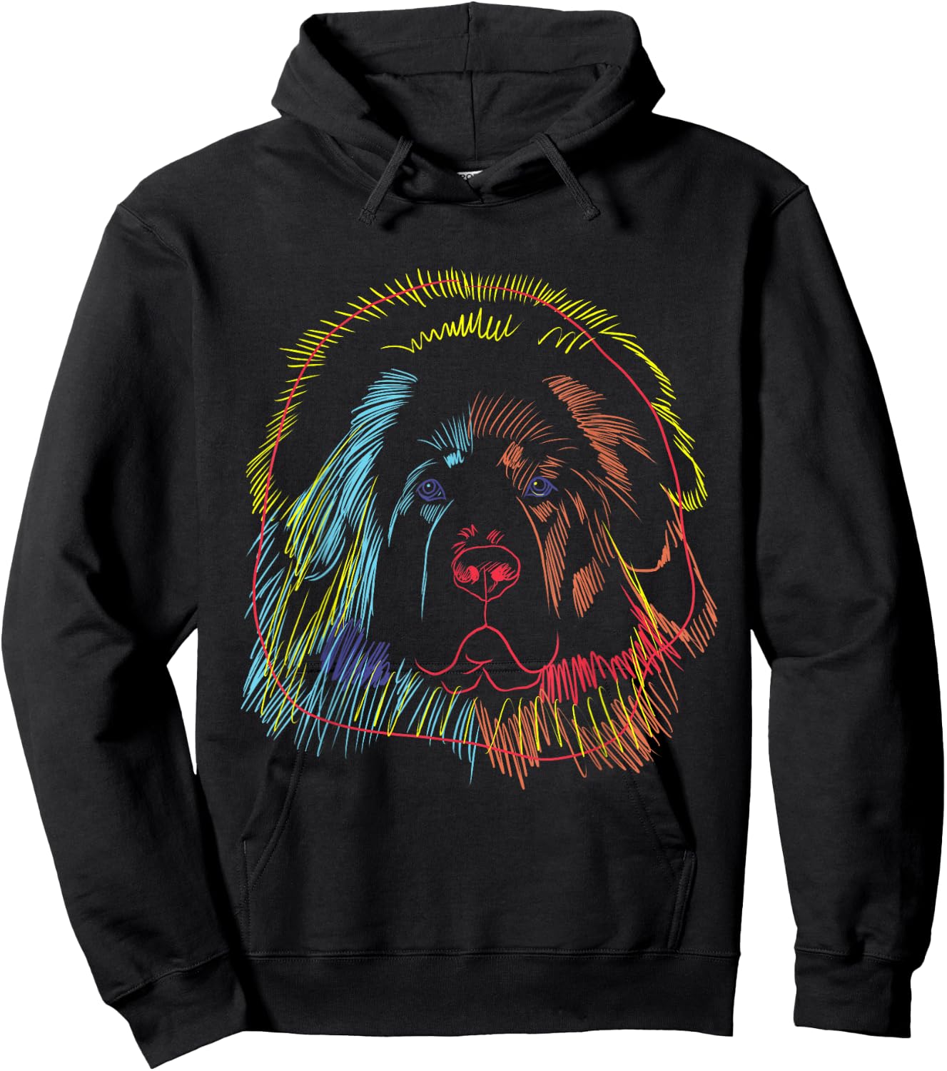 Colourful Tibetan Mastiff Dog Hoodie - Hoodie | Black