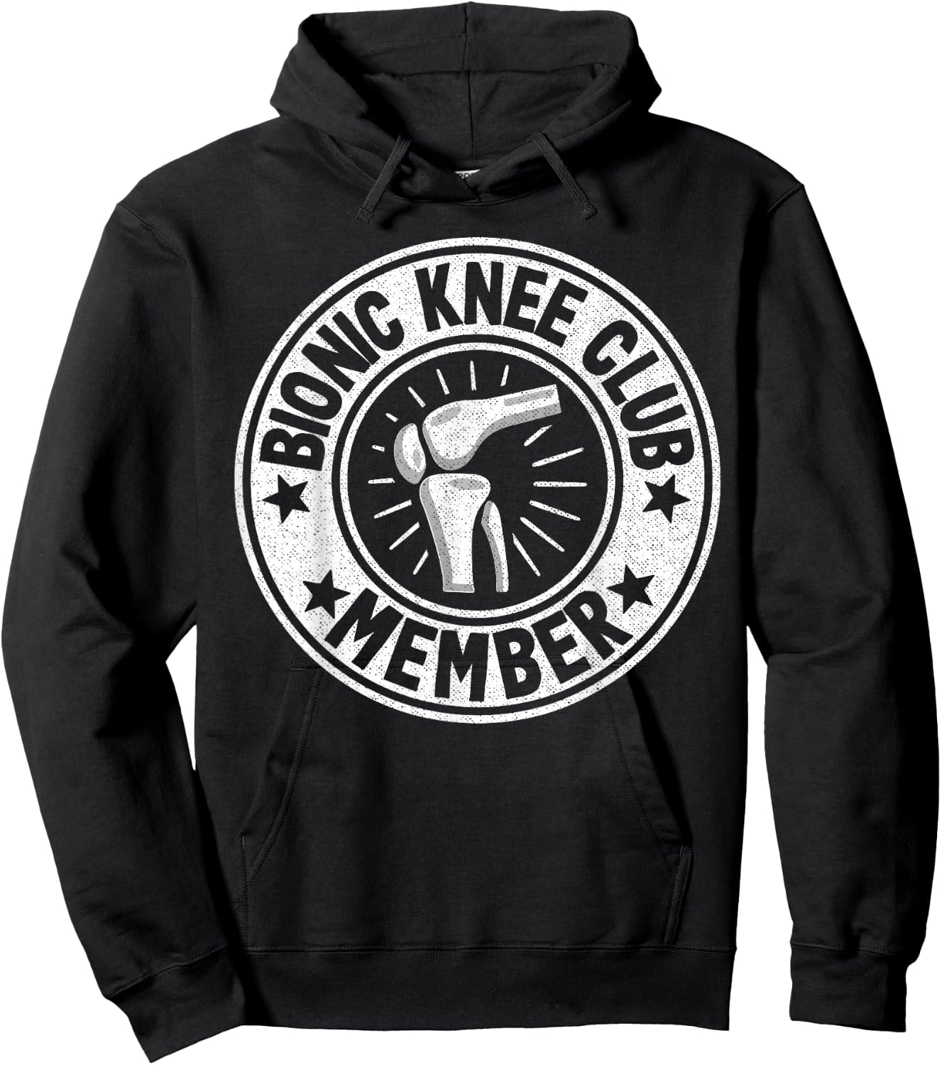 Bionic Knee Club Member Logo Surgery Funny Knee Replacement Hoodie - Hoodie | Black