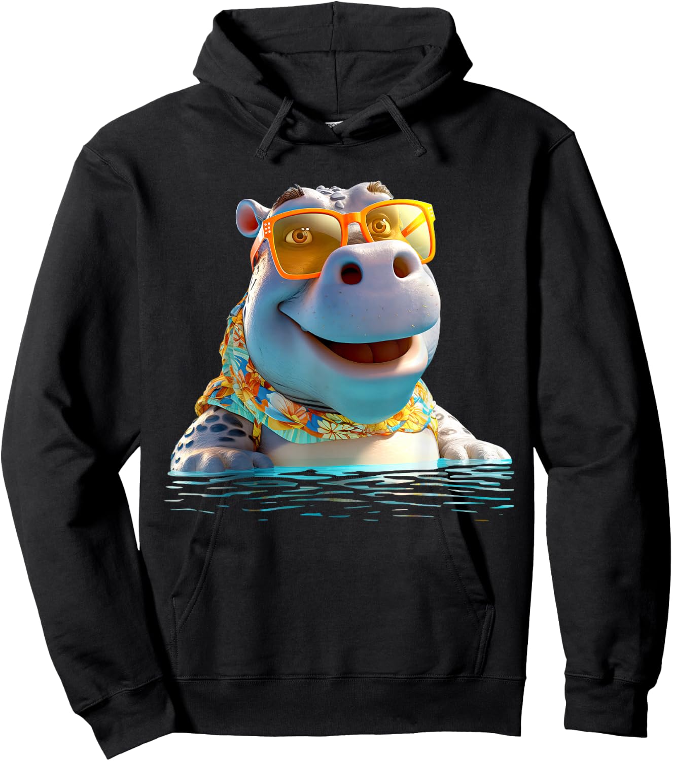Nilpferd mit Sonnenbrille Hippo Flusspferd Süße Nilpferde Hoodie - Hoodie | Black