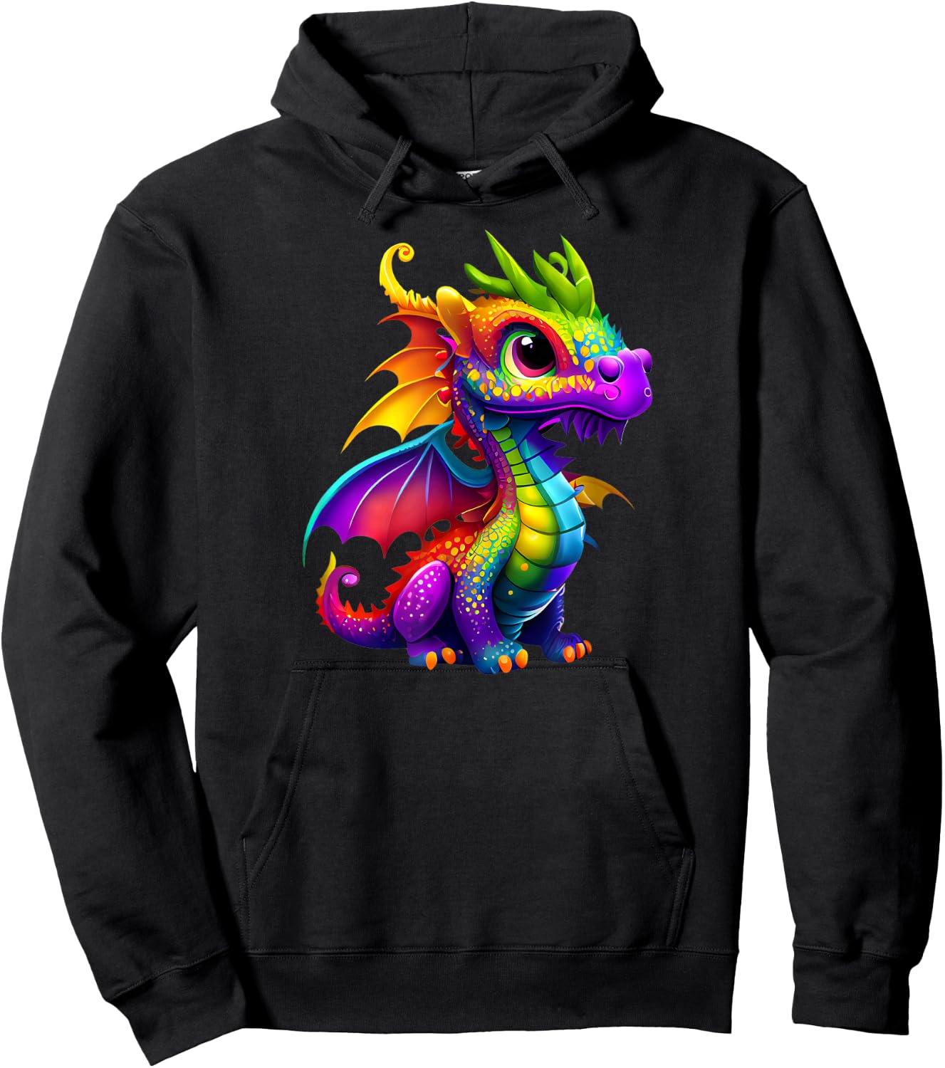 Cute Rainbow Dragon - Men, Women, Teens, & Kids Hoodie - Hoodie | Black