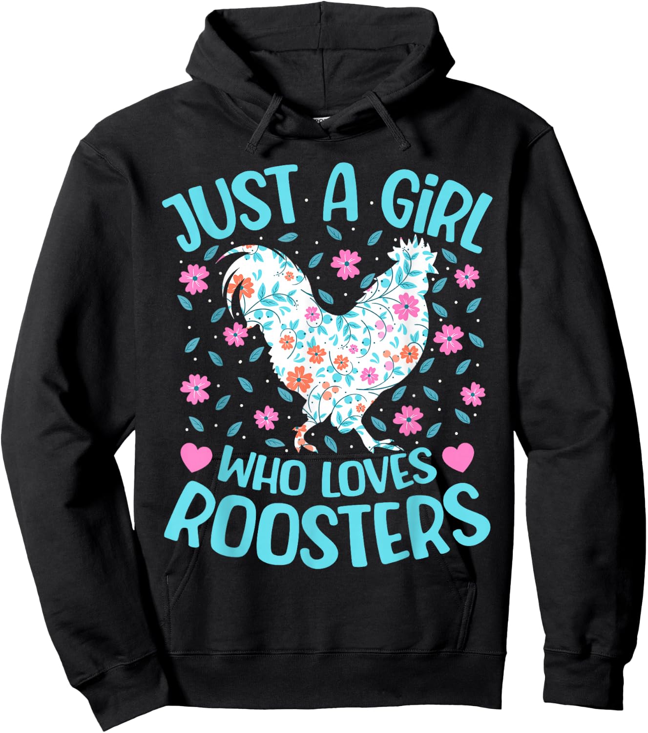 Just A Girl Who Loves Roosters Floral Women Girls Rooster Hoodie - Hoodie | Black