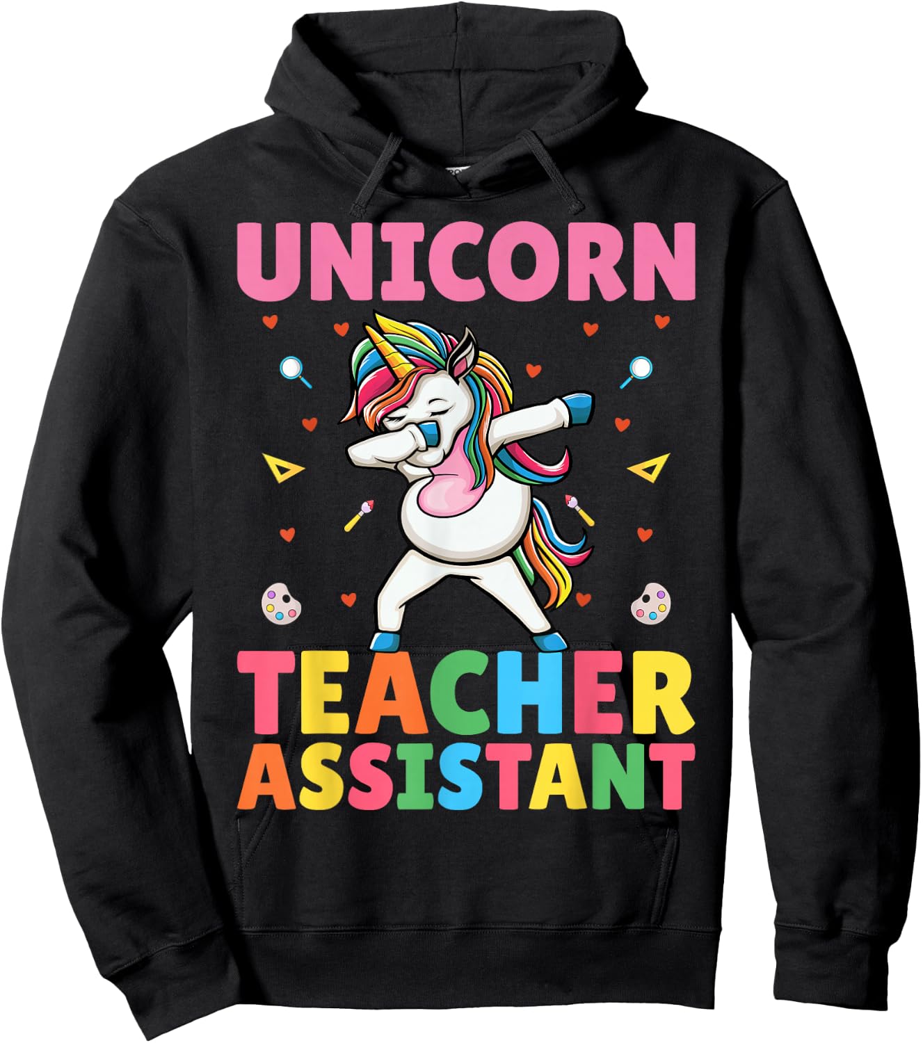 Dabbing Unicorn Teacher Assistant - Funny Teaching Aide Hoodie - Hoodie | Black