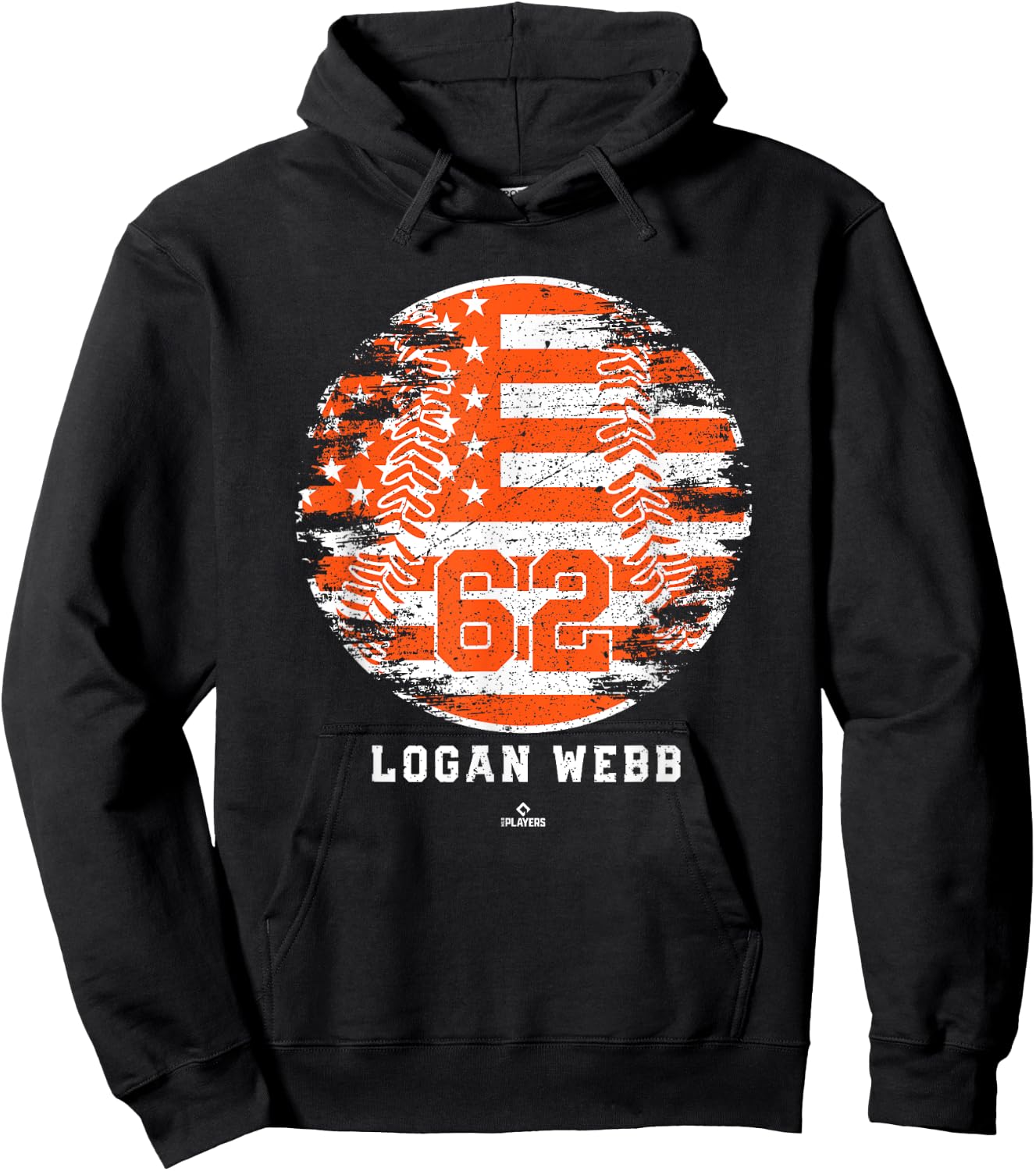 Vintage Baseball Flag Logan Webb San Francisco MLBPA Hoodie - Hoodie | Black