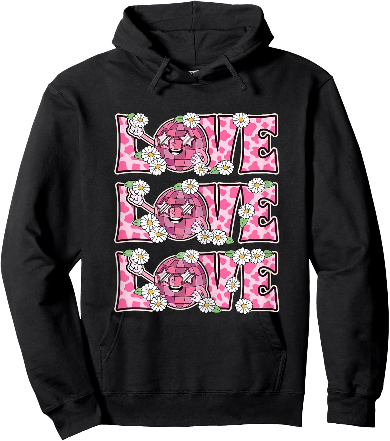 Love Disco Outfit Women Teen Girl 70s Costume Cute 70s Disco Hoodie - Hoodie | Black