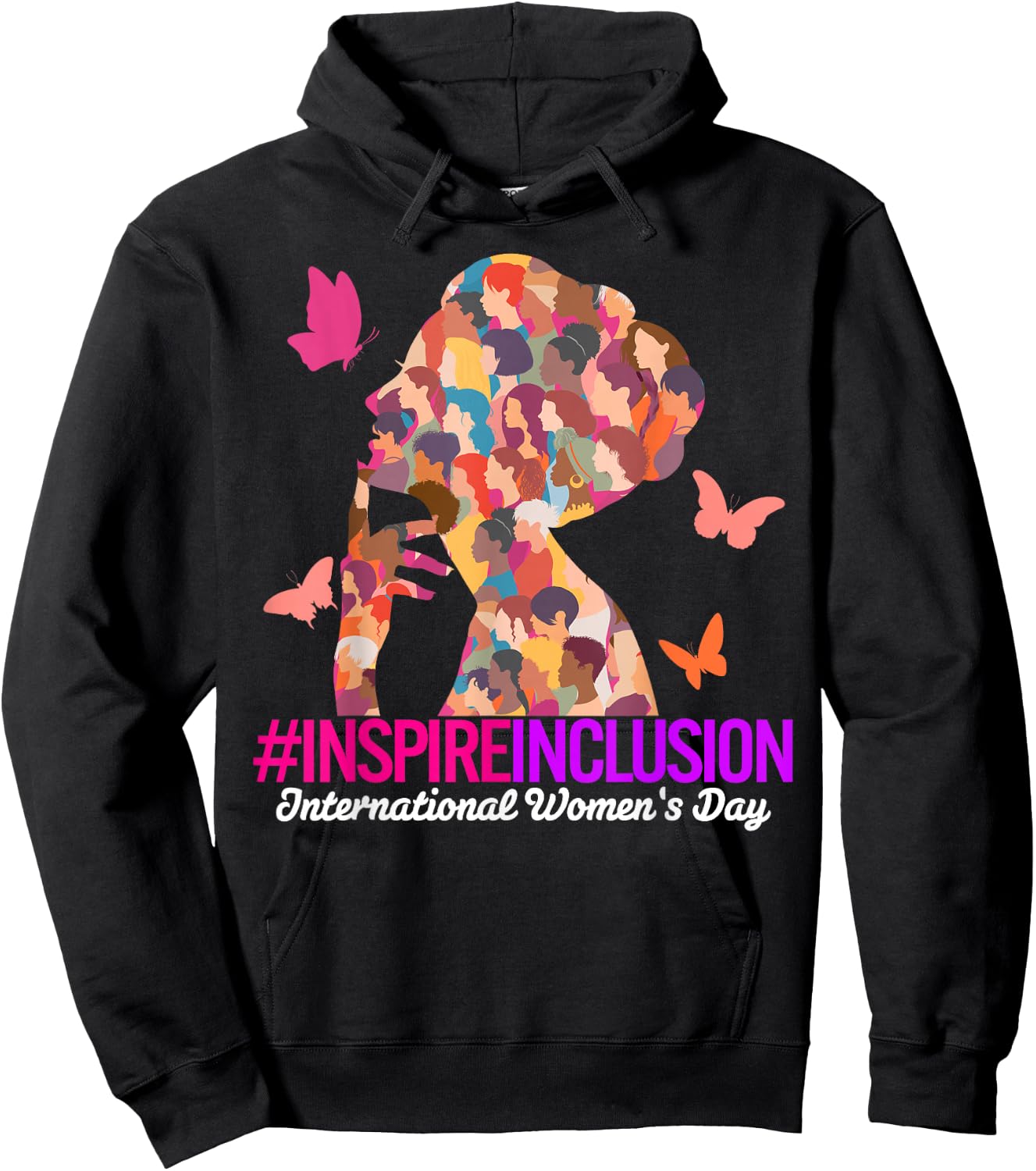 Inspire Inclusion International Women's Day 2025 Girl Women Hoodie - Hoodie | Black