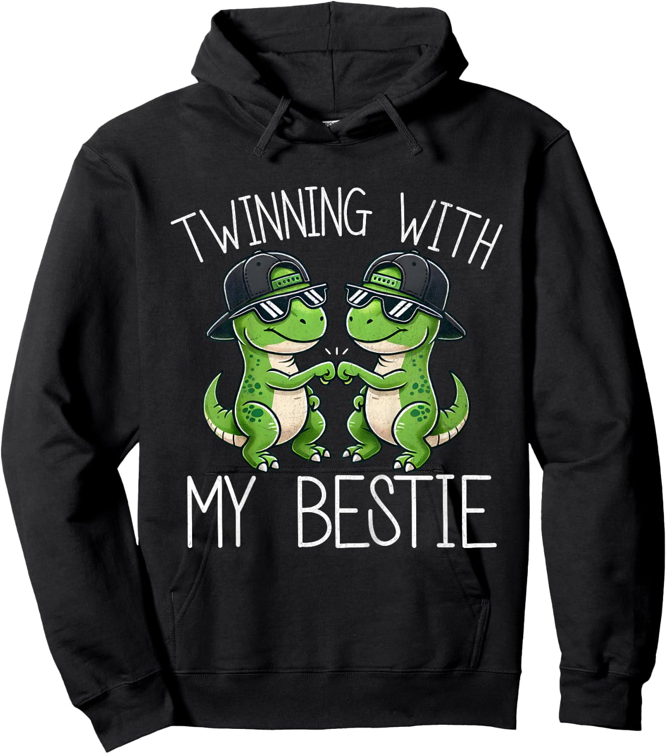 Kids Best Friend Twin Boys T Rex Dinosaur Twinning With My Bestie Hoodie - Hoodie | Black