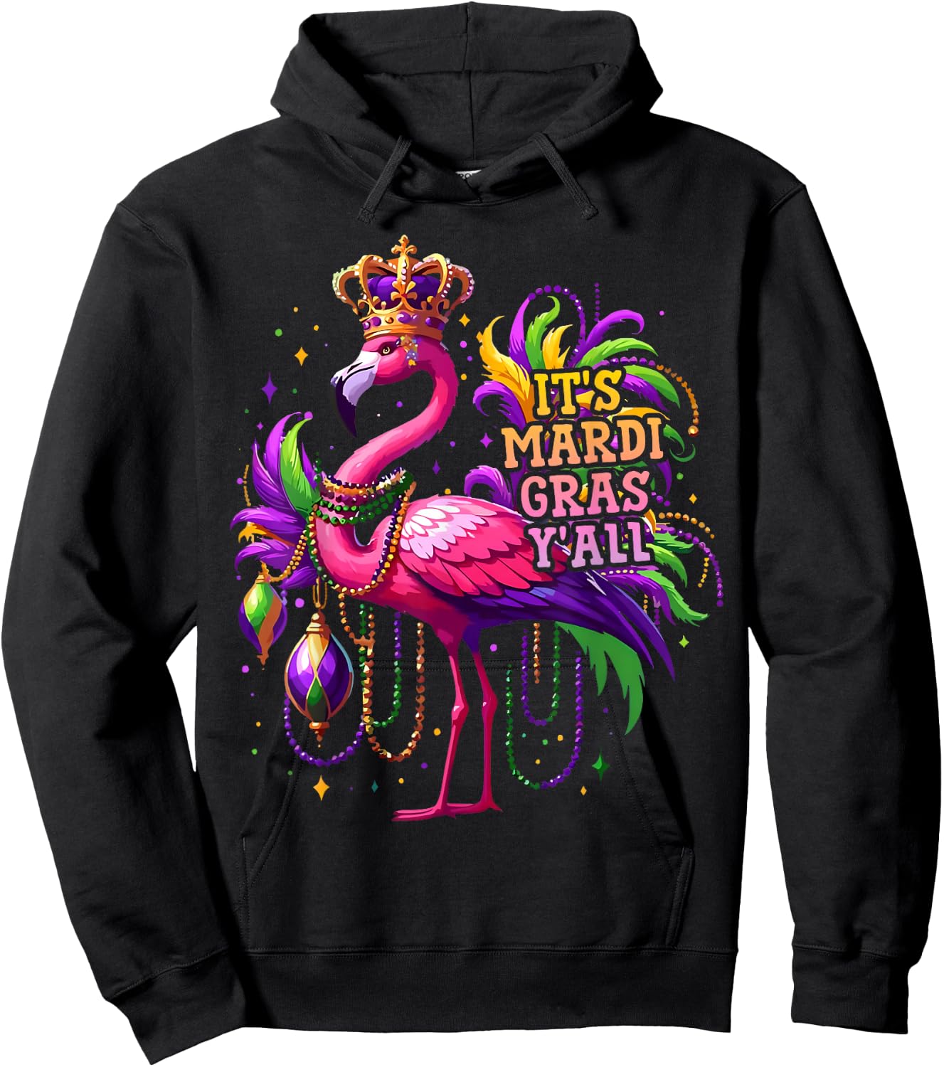 Funny Carnival Party Gift Flamingo Mardi Gras Hoodie - Hoodie | Black