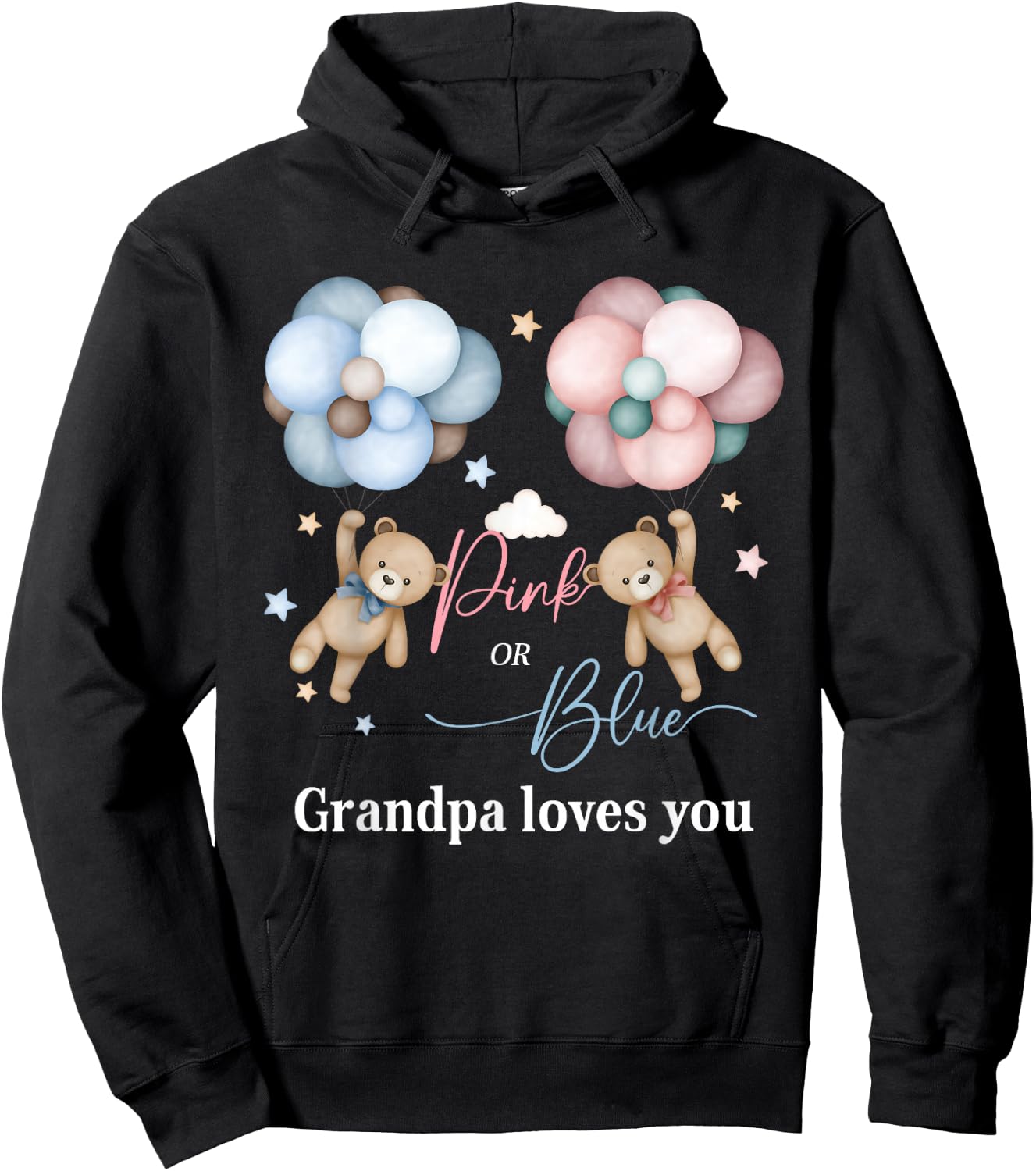 Bears Pink Or Blue Grandpa Loves You Gender Reveal Hoodie - Hoodie | Black