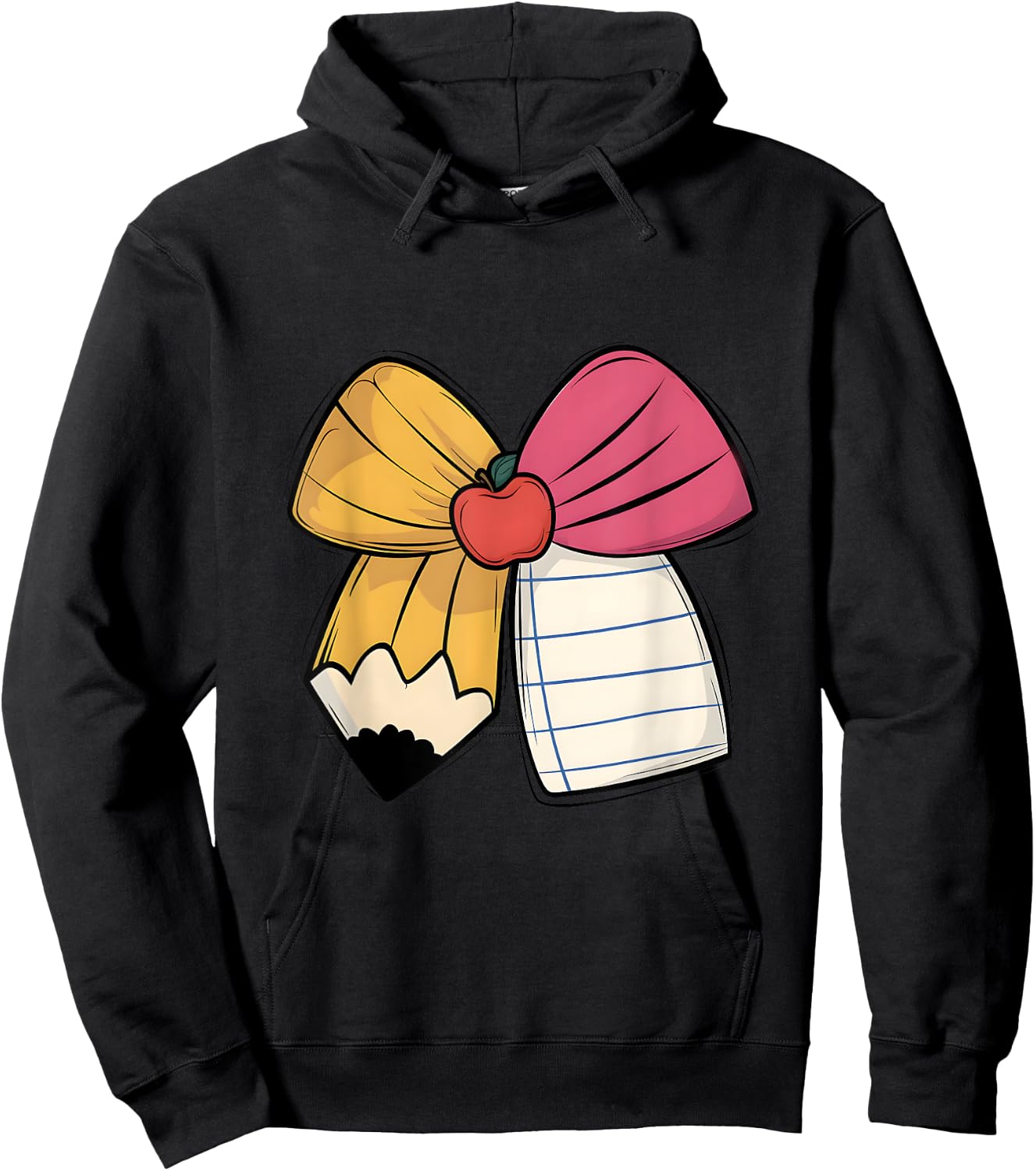 Coquette Bow Pencil Paper Back To School Teacher Student Hoodie - Hoodie | Black