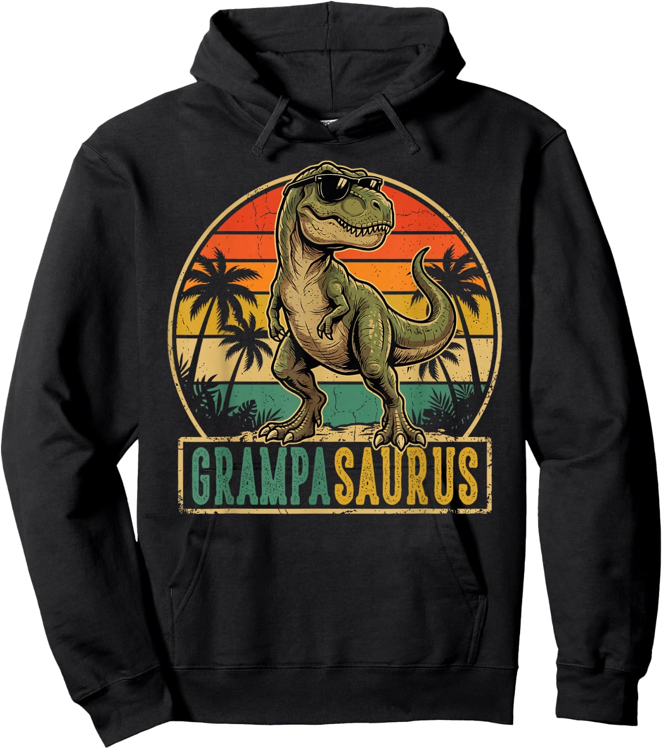 Grampa Saurus Vintage T-Rex Dinosaur Fathers Day Hoodie - Hoodie | Black