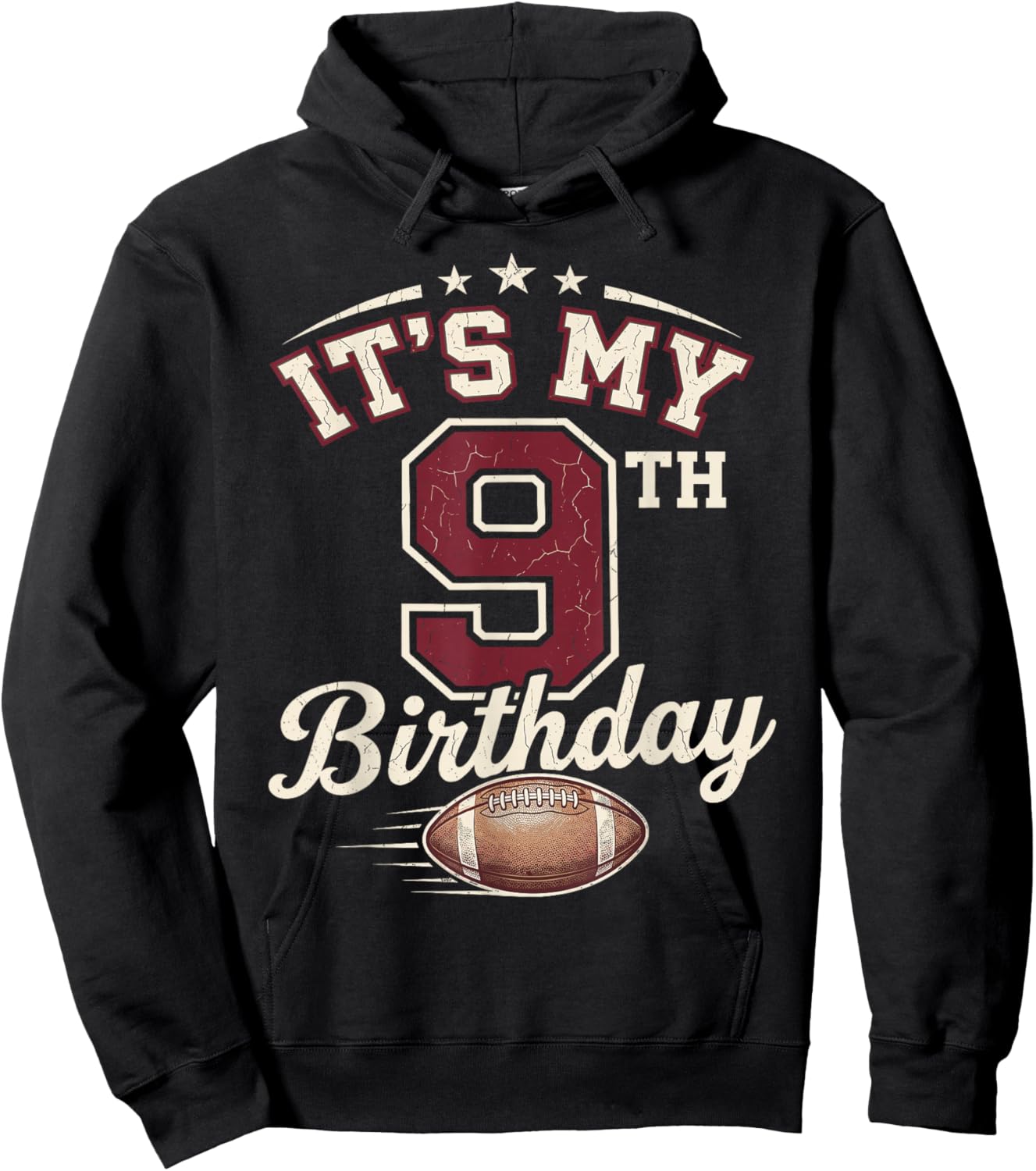 Its My 9th Birthday Football Boys 9 Years Old Birthday Hoodie - Hoodie | Black