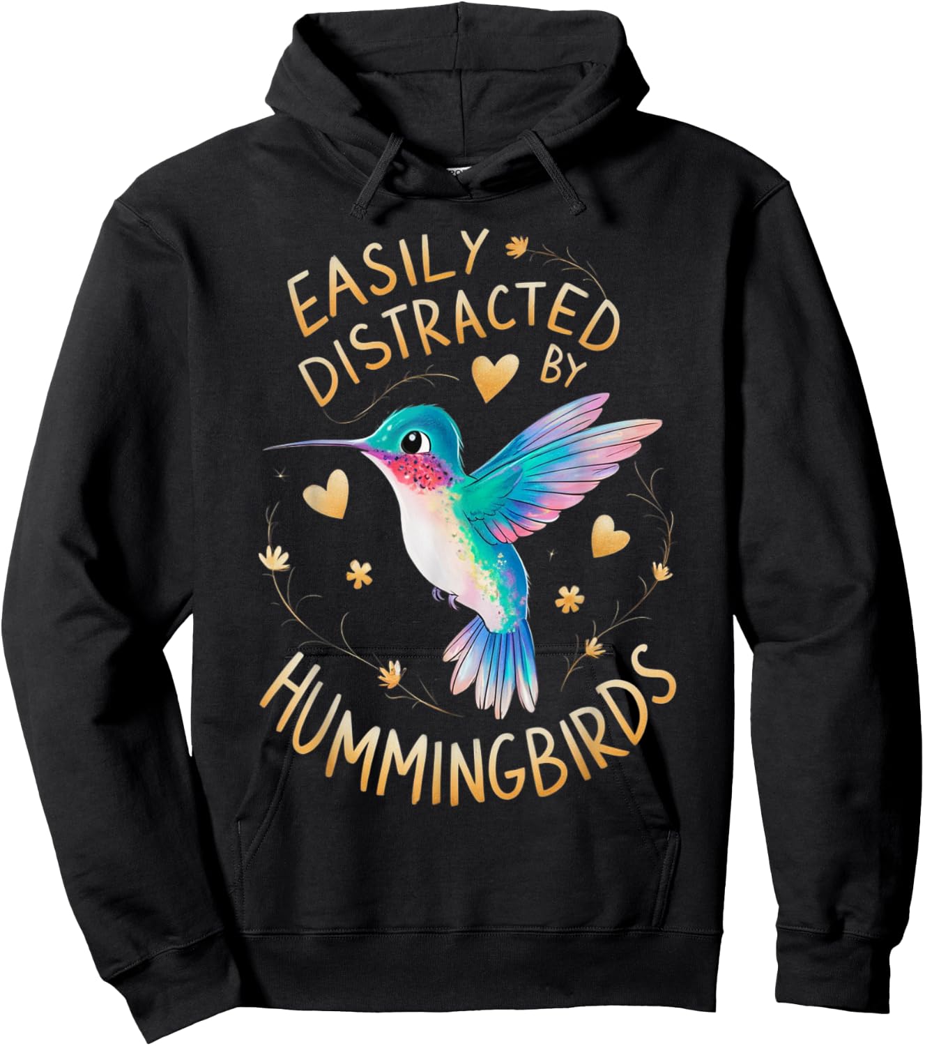Easily Distracted By Hummingbirds Hoodie - Hoodie | Black