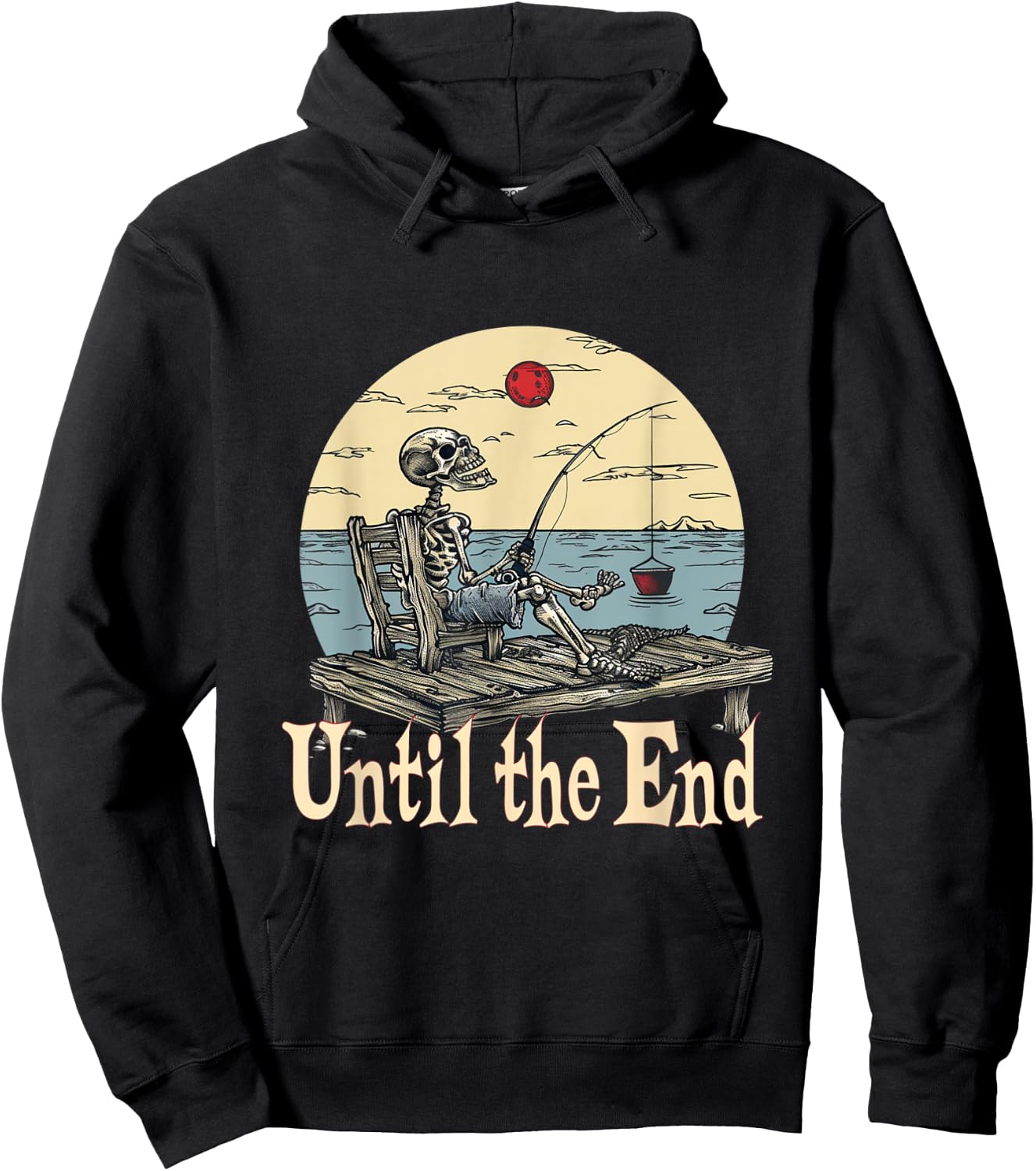 Skelett Angeln bis zum Ende Lustiger Fischer Hoodie - Hoodie | Black