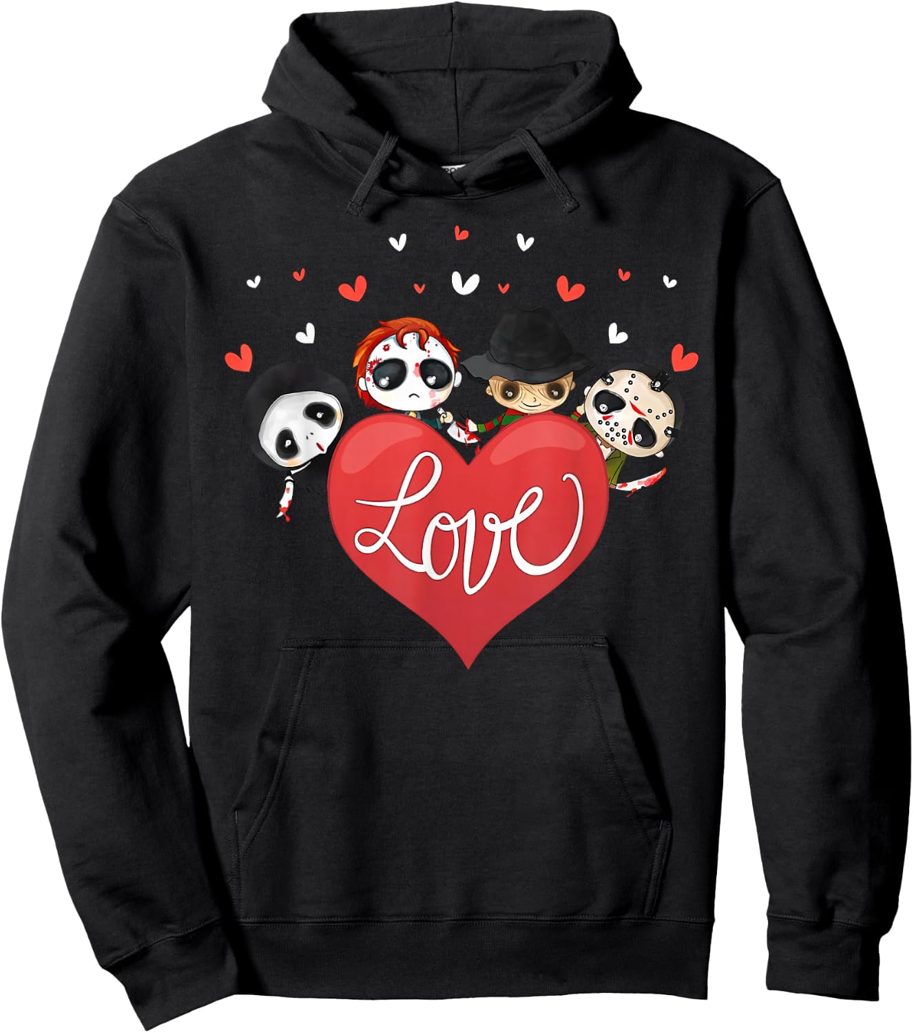 Love Candy Heart Cute Killer Horror Movie Anti Valentine Day Hoodie - Hoodie | Black