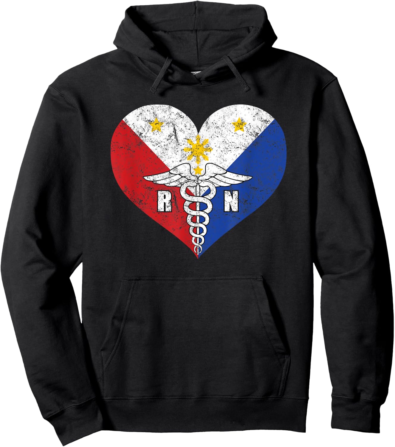 Filipino RN Registered Nurse Love Shirt, Caduceus Gift Hoodie - Hoodie | Black