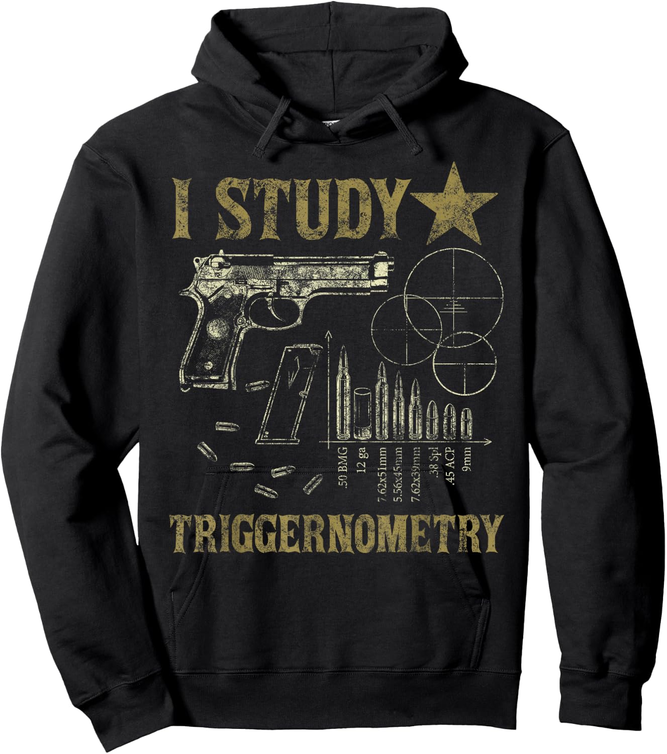 I Study Triggernometry Funny Pro Guns Trigonometry Math Gift Hoodie - Hoodie | Black