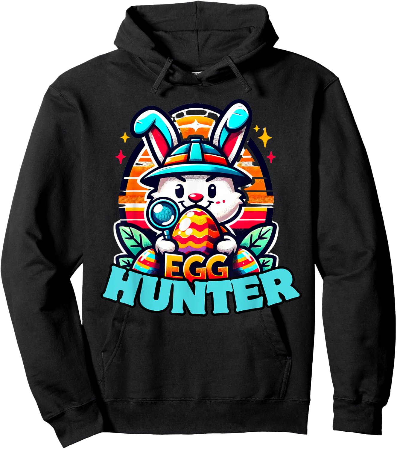Egg Hunting Squad Graphic Easter Egg Hunt Hoodie - Hoodie | Black