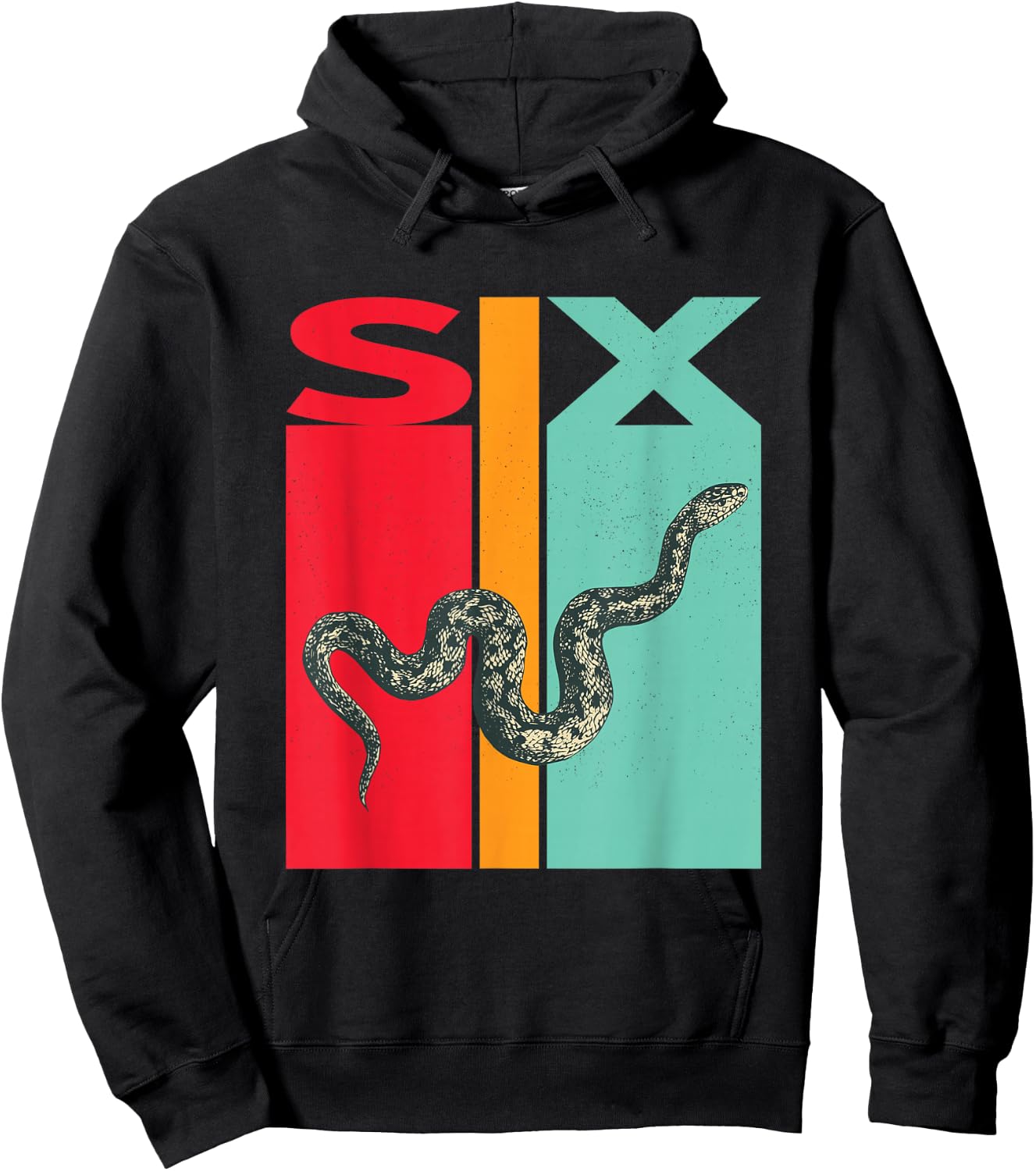 6th Birthday Vintage Snake Pet Reptile 6 Years Old Hoodie - Hoodie | Black