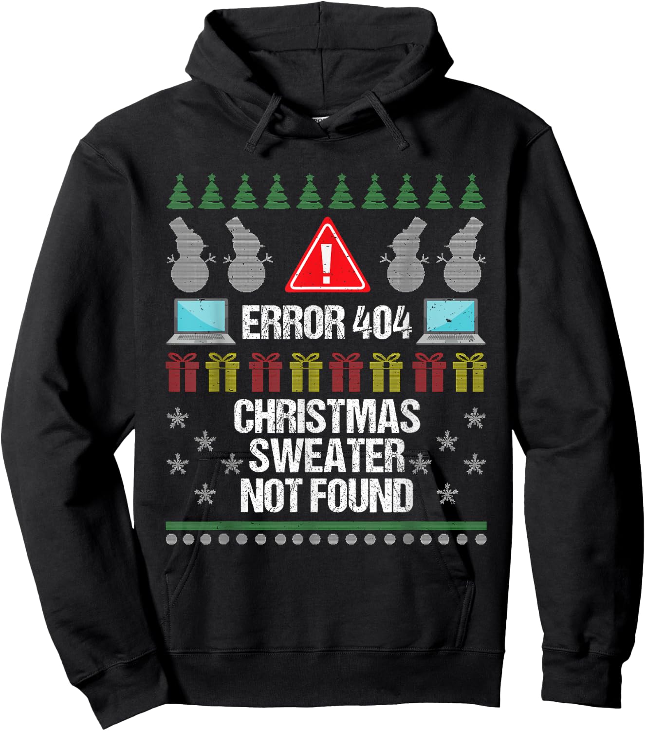 Computer Error 404 Ugly Christmas Sweater Not Found Hoodie - Hoodie | Black
