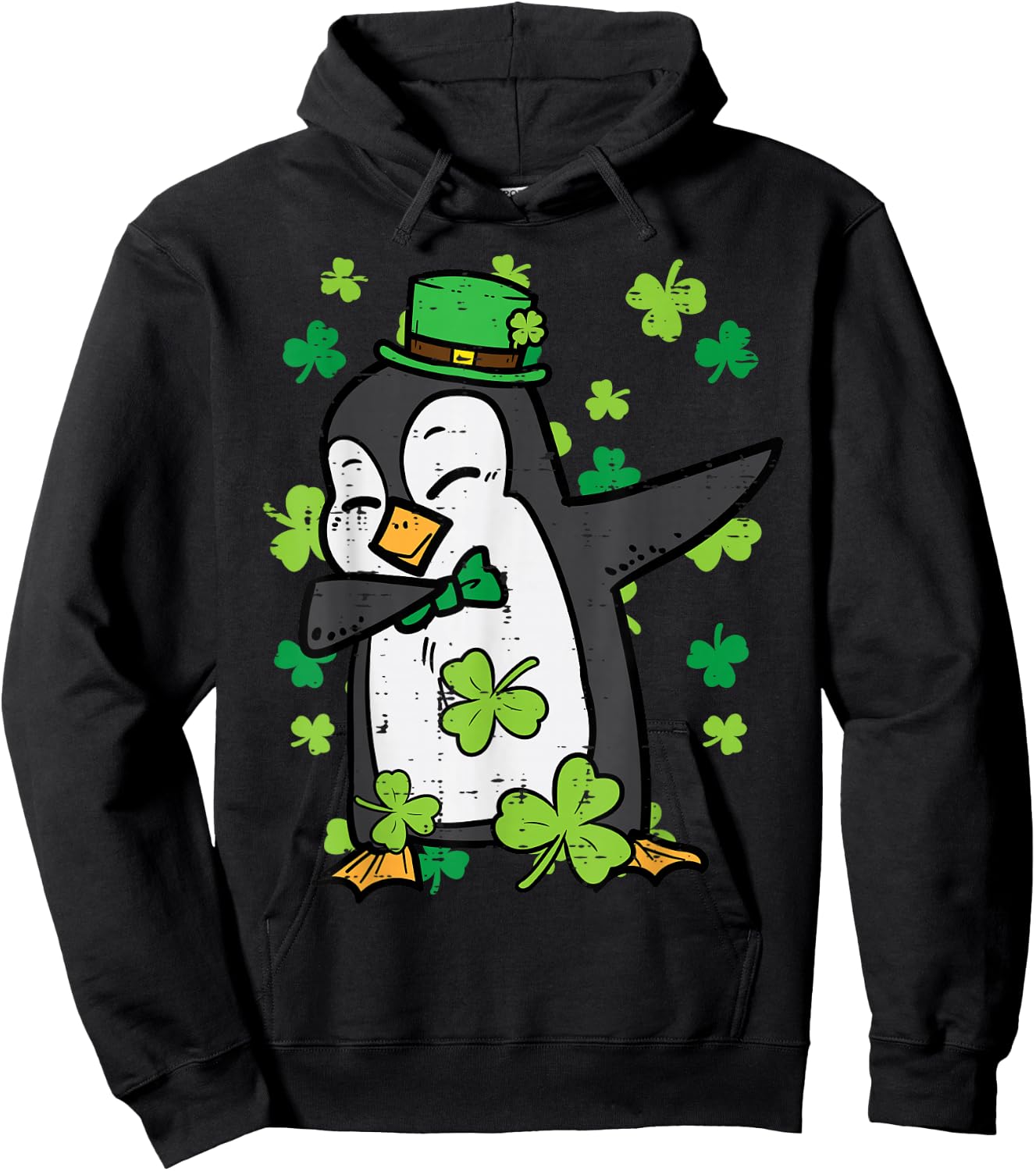 St Patricks Day Penguin Dab Saint Paddys Boys Girls Kids Hoodie - Hoodie | Black