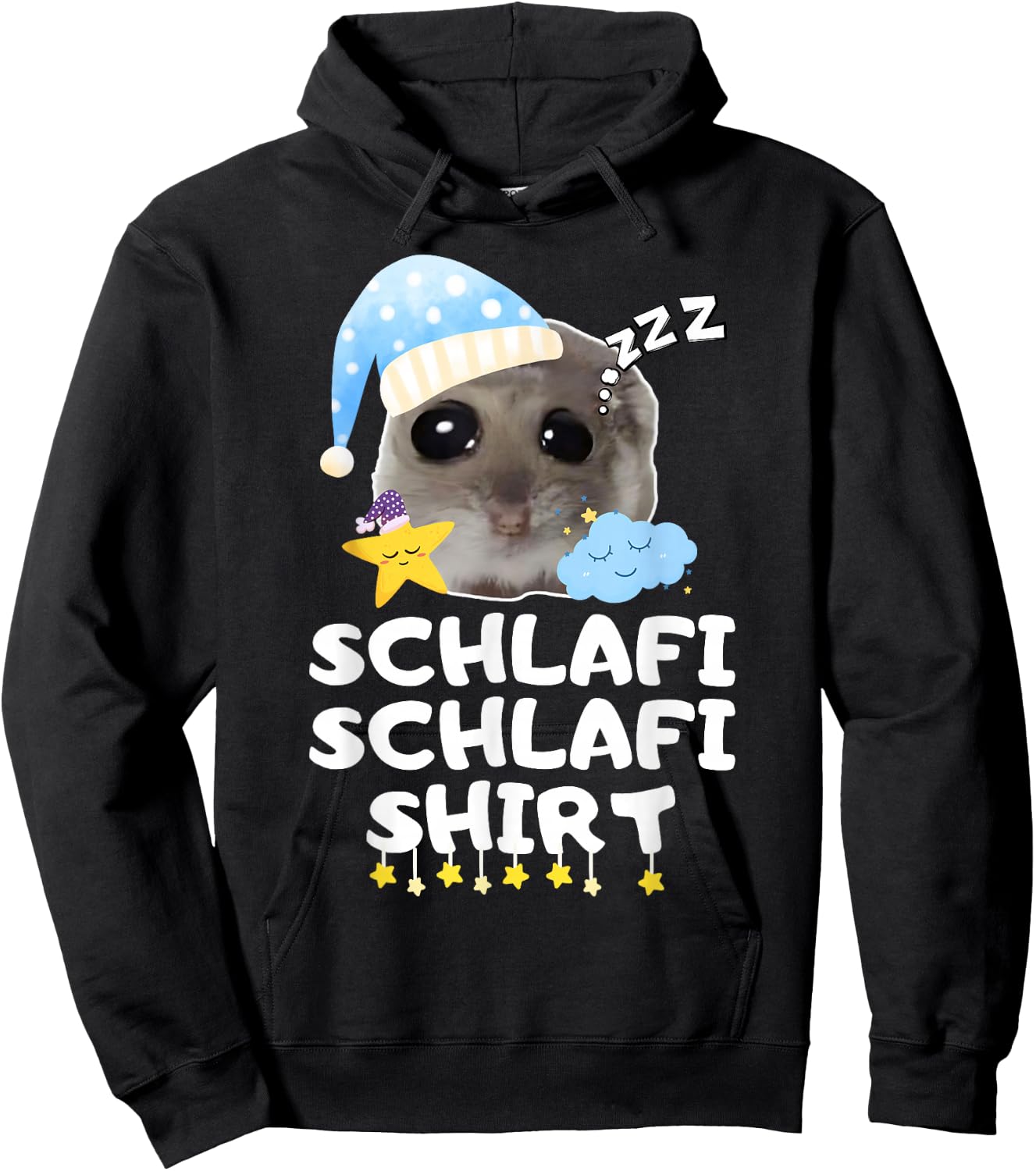 Schlafi Schlafi Funny Sad Hamster Cute Hamstie Hoodie - Hoodie | Black
