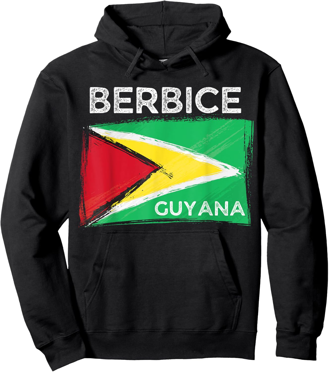 Distress Guyana Flag Shirt - Berbice Guyana -Guyana Roots Hoodie - Hoodie | Black
