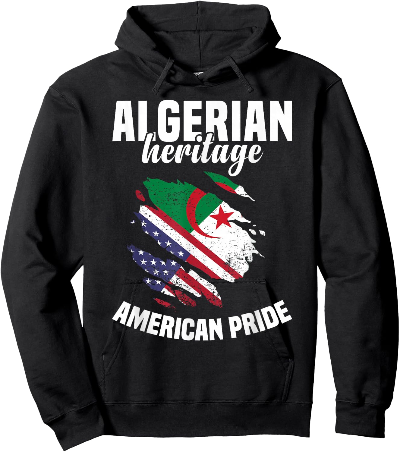 Algeria Flag Outfit American Flags US Uniform Algerian Hoodie - Hoodie | Black