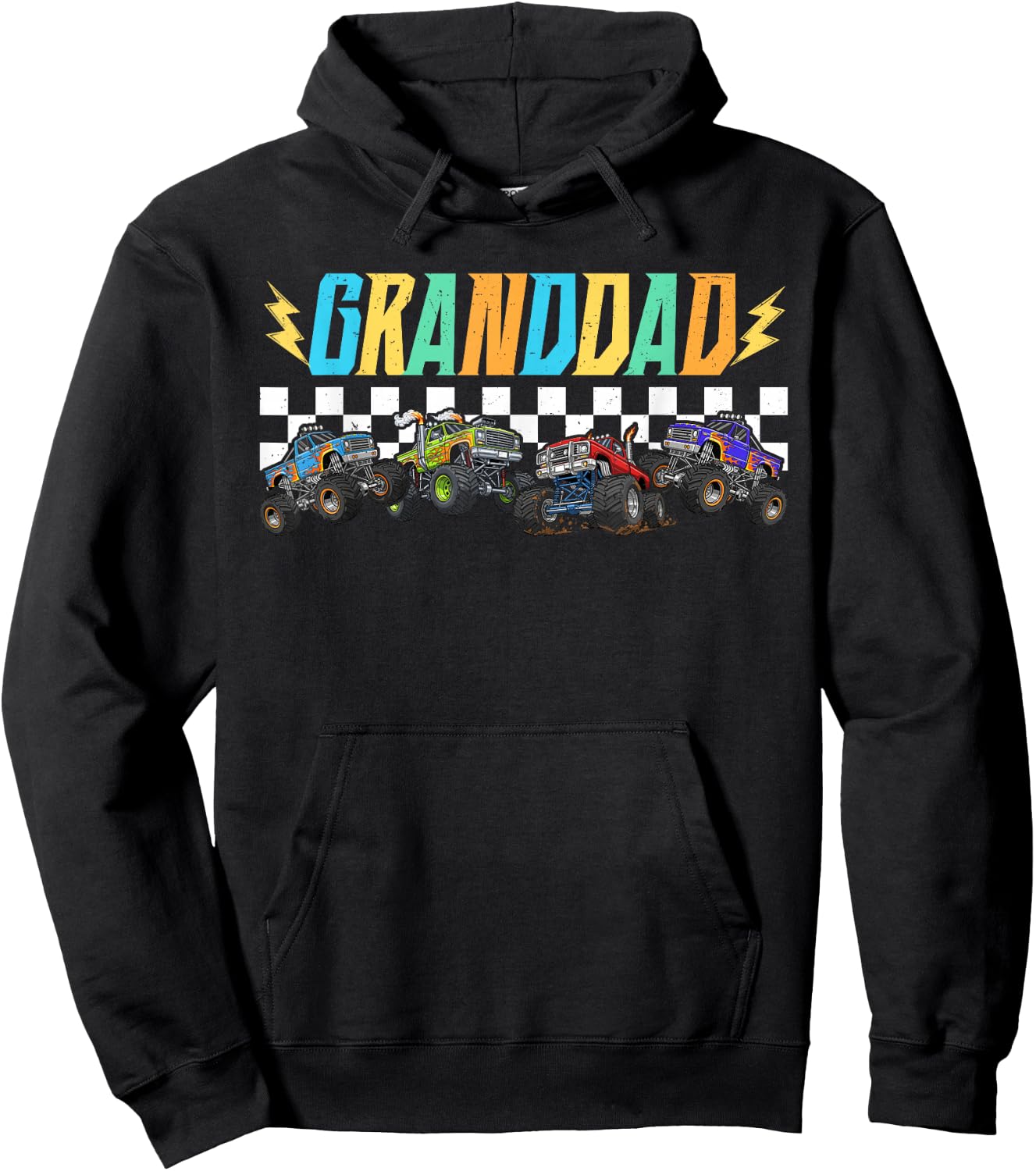 Granddad Monster Truck Family Matching Monster Truck Lovers Hoodie - Hoodie | Black