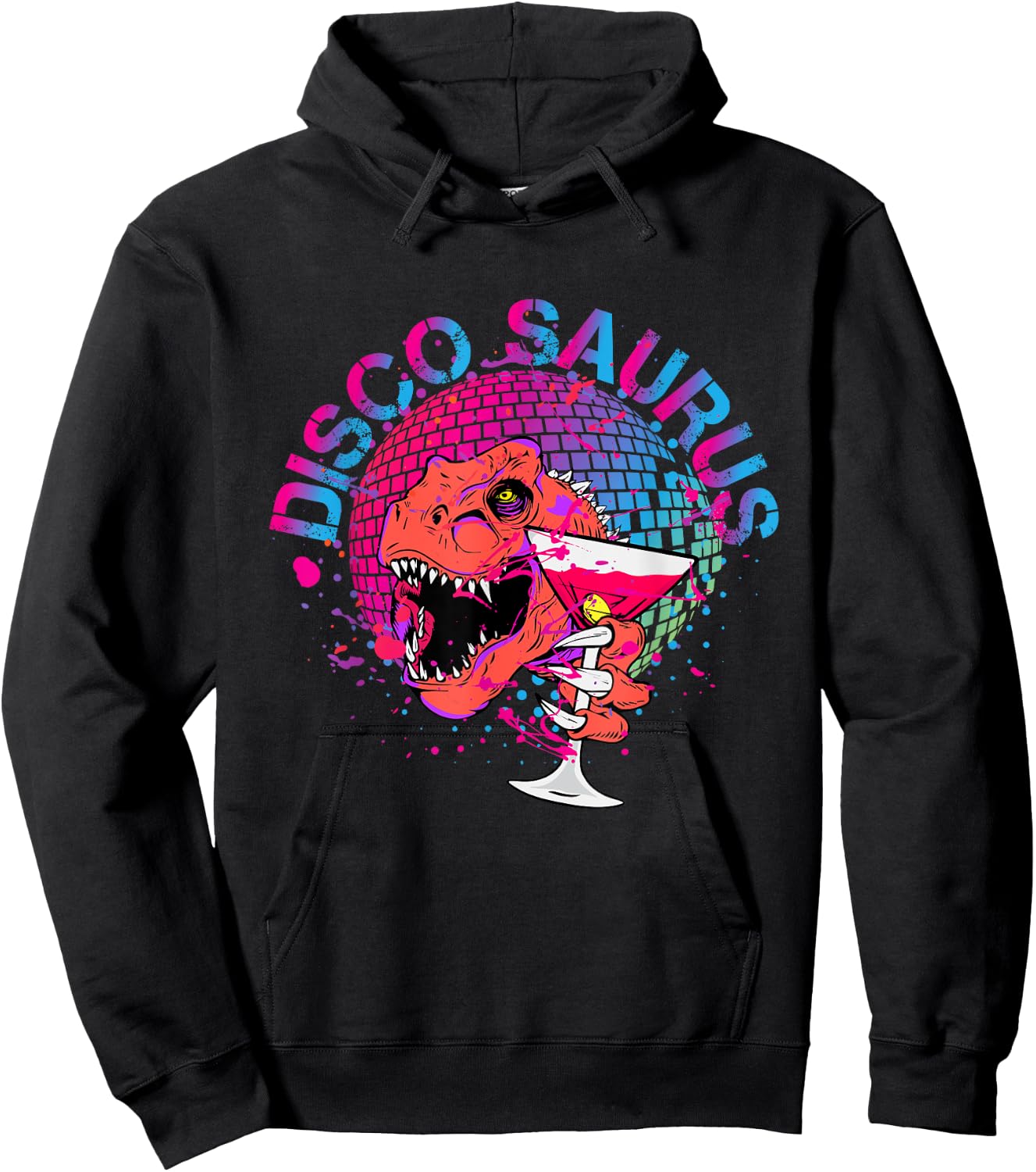 Disco Saurus Disco Dinosaur DJ Party Celebrations Club Dino Design Hoodie - Hoodie | Black